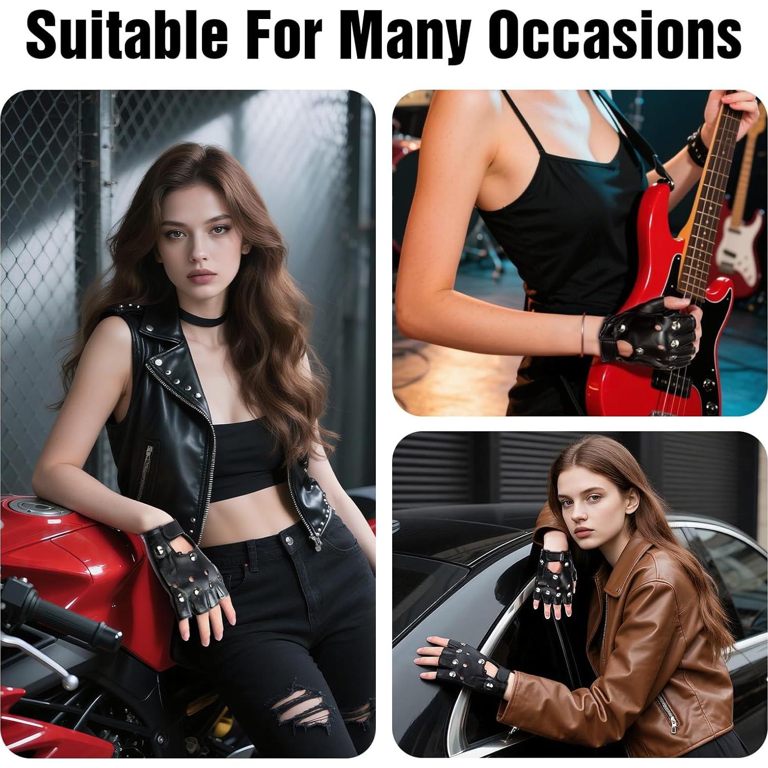 Guantes Steampunk de Cuero PU para Motocicleta - 2 Pares