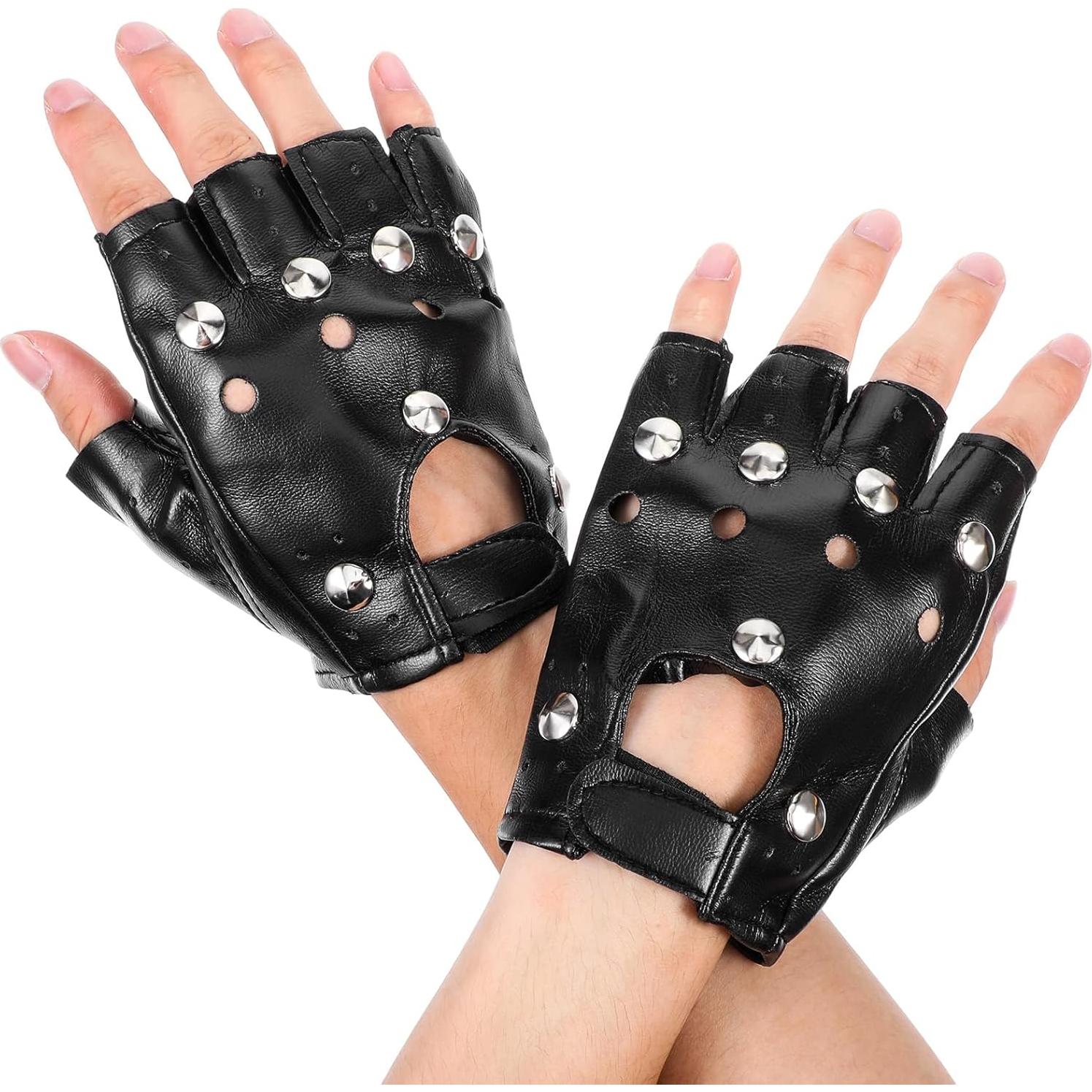 Guantes Steampunk de Cuero PU para Motocicleta - 2 Pares