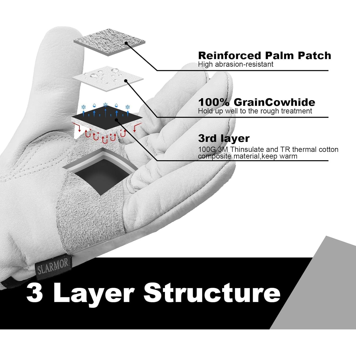 Guantes de Trabajo de Cuero Invierno Thinsulate 100g XXL