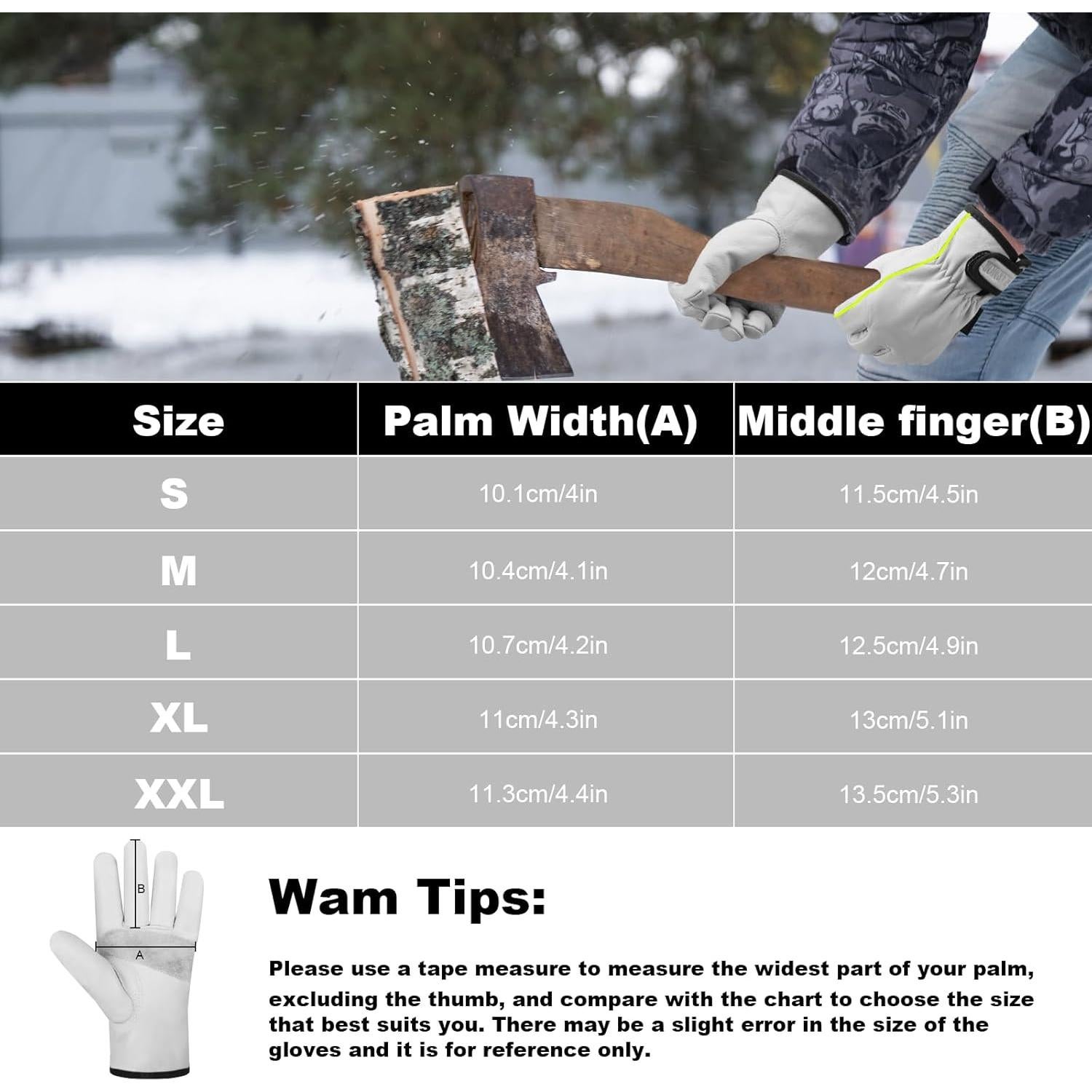 Guantes de Trabajo de Cuero Invierno Thinsulate 100g XXL