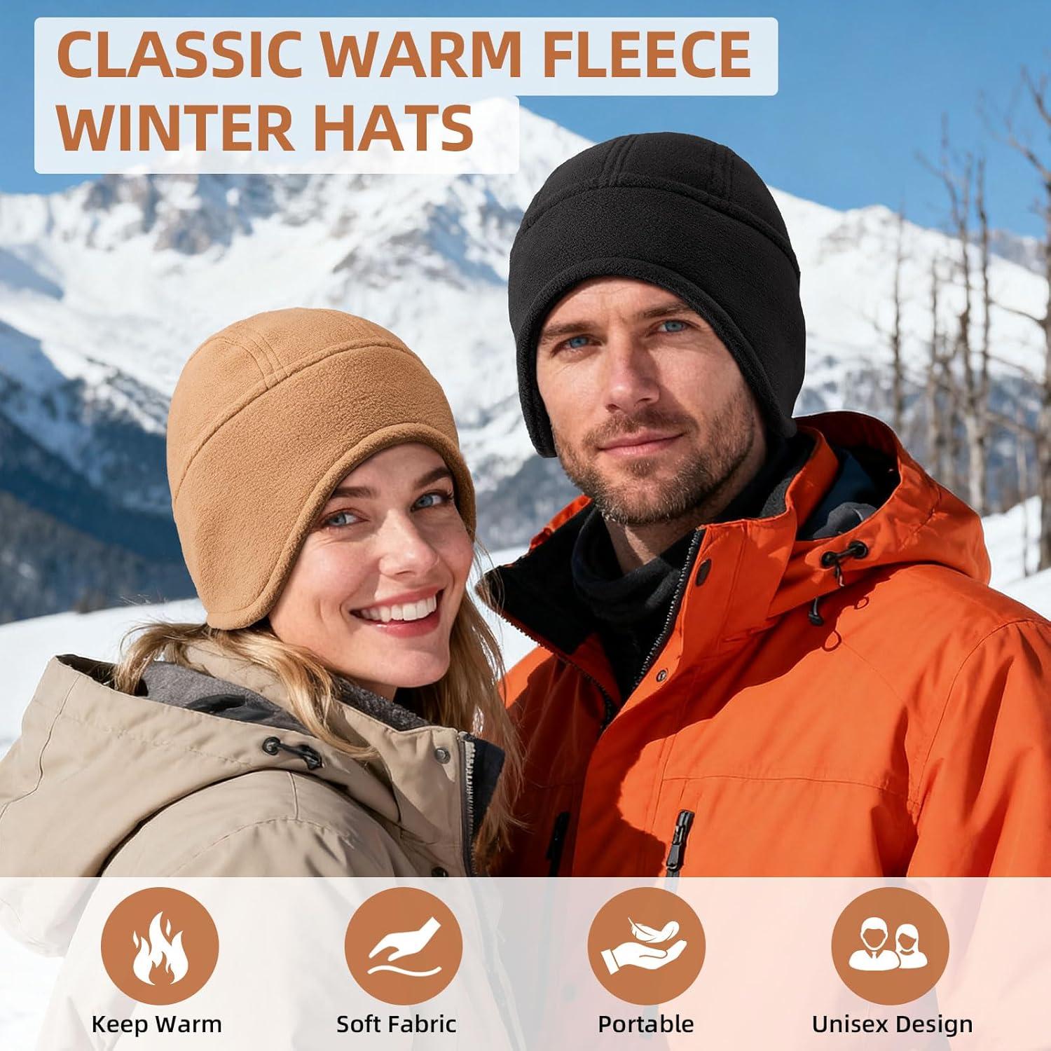 Gorra Térmica de Invierno OZERO para Hombres - Forro Polar Negro