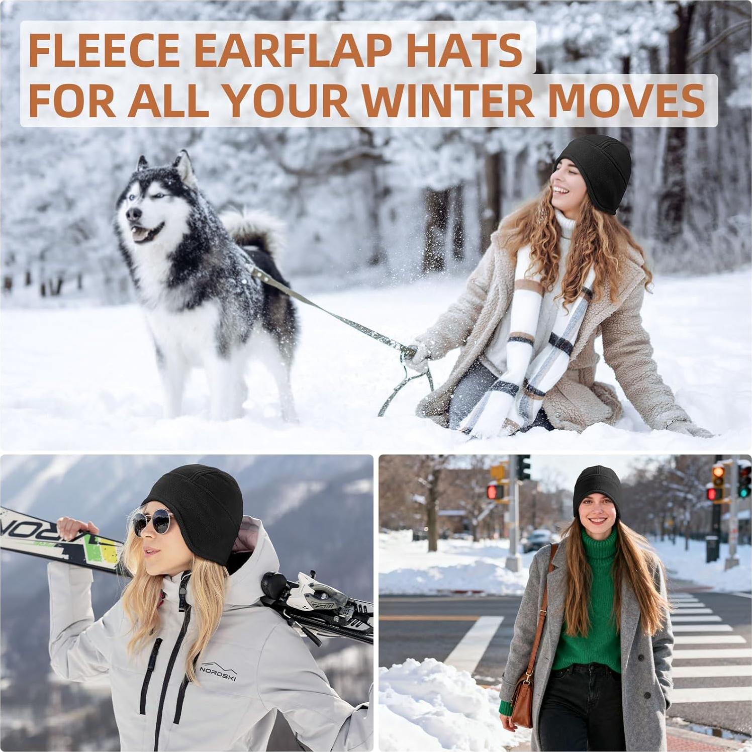 Gorra Térmica de Invierno OZERO para Hombres - Forro Polar Negro