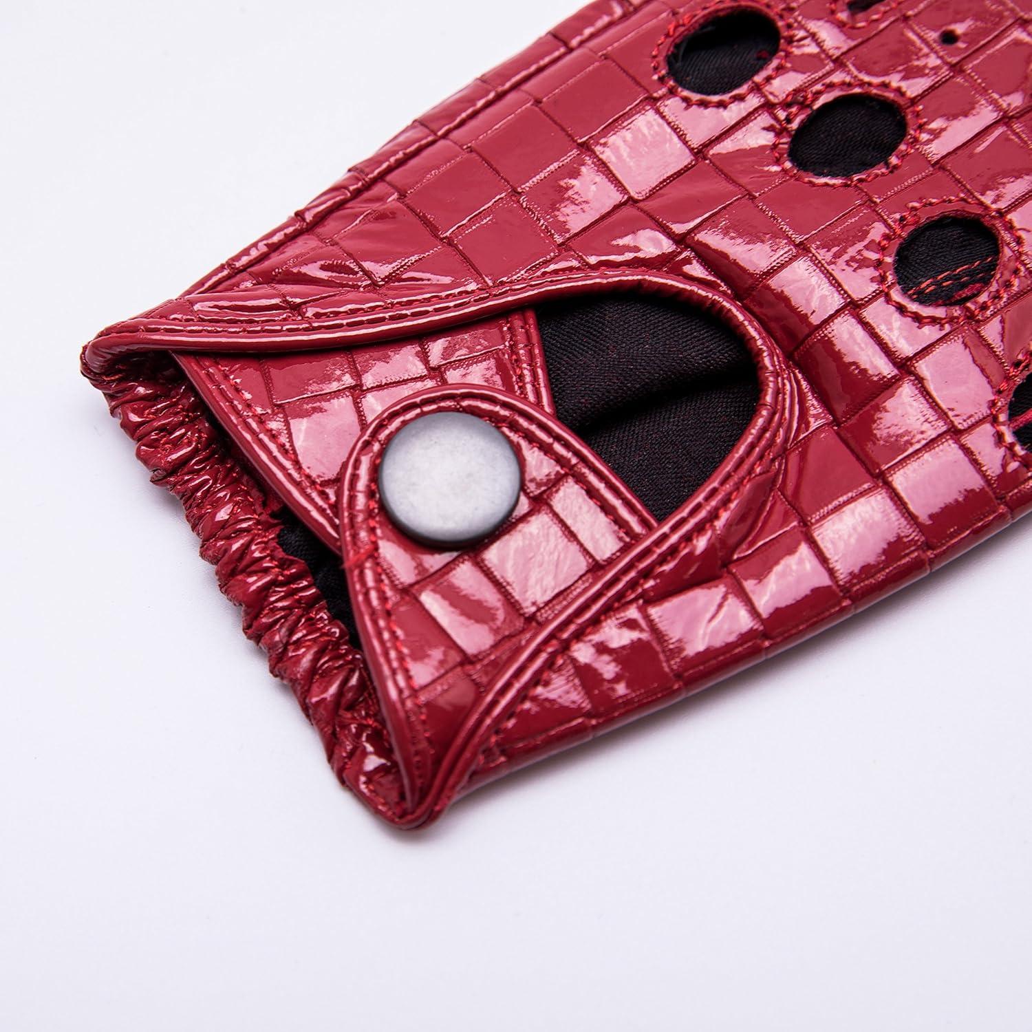 Guantes de Cuero Sin Dedos YISEVEN para Mujer - Rojo