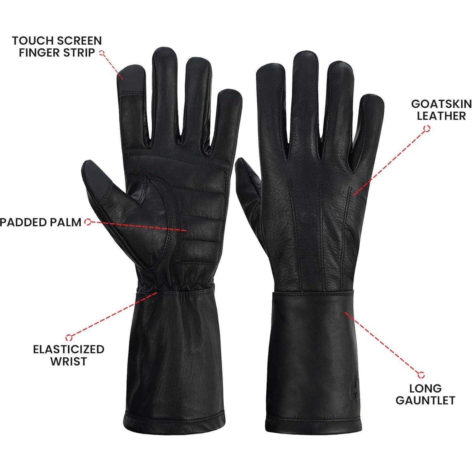 Guantes de cuero extra largos para hombres Hugger - X-Large