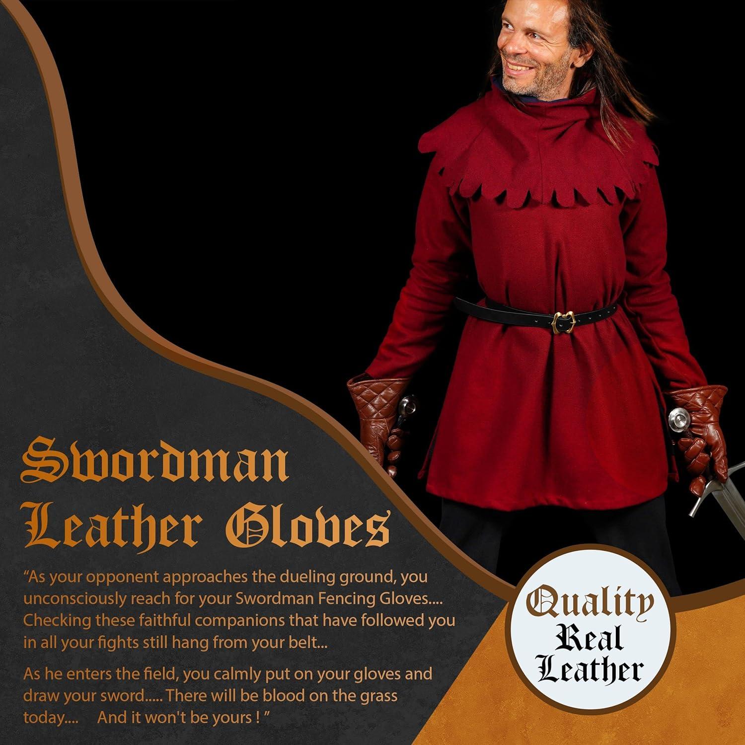 Guantes de Esgrima Mythrojan Swordsman de Cuero Acolchados