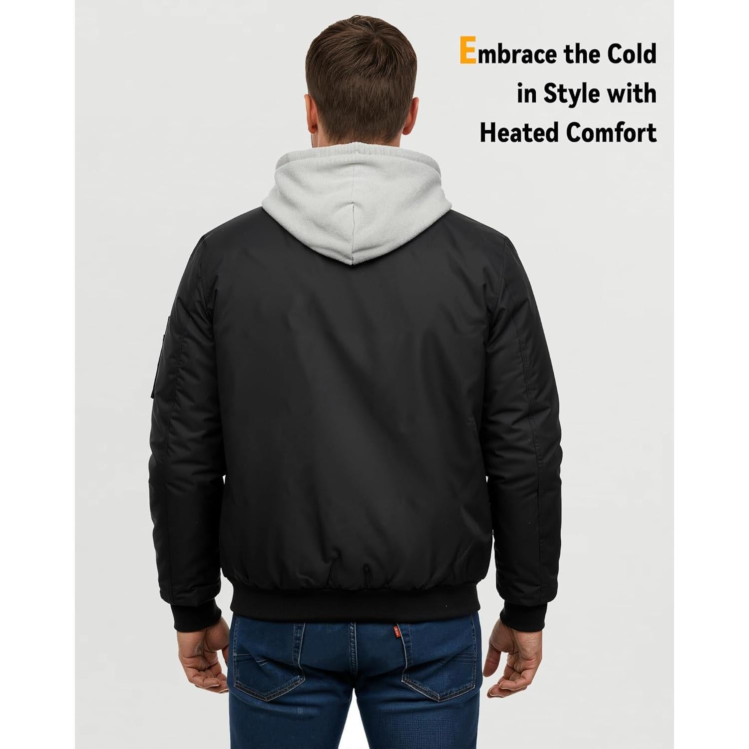 Chaqueta Calentada Wulcea para Hombres 12V 18400mAh Negra