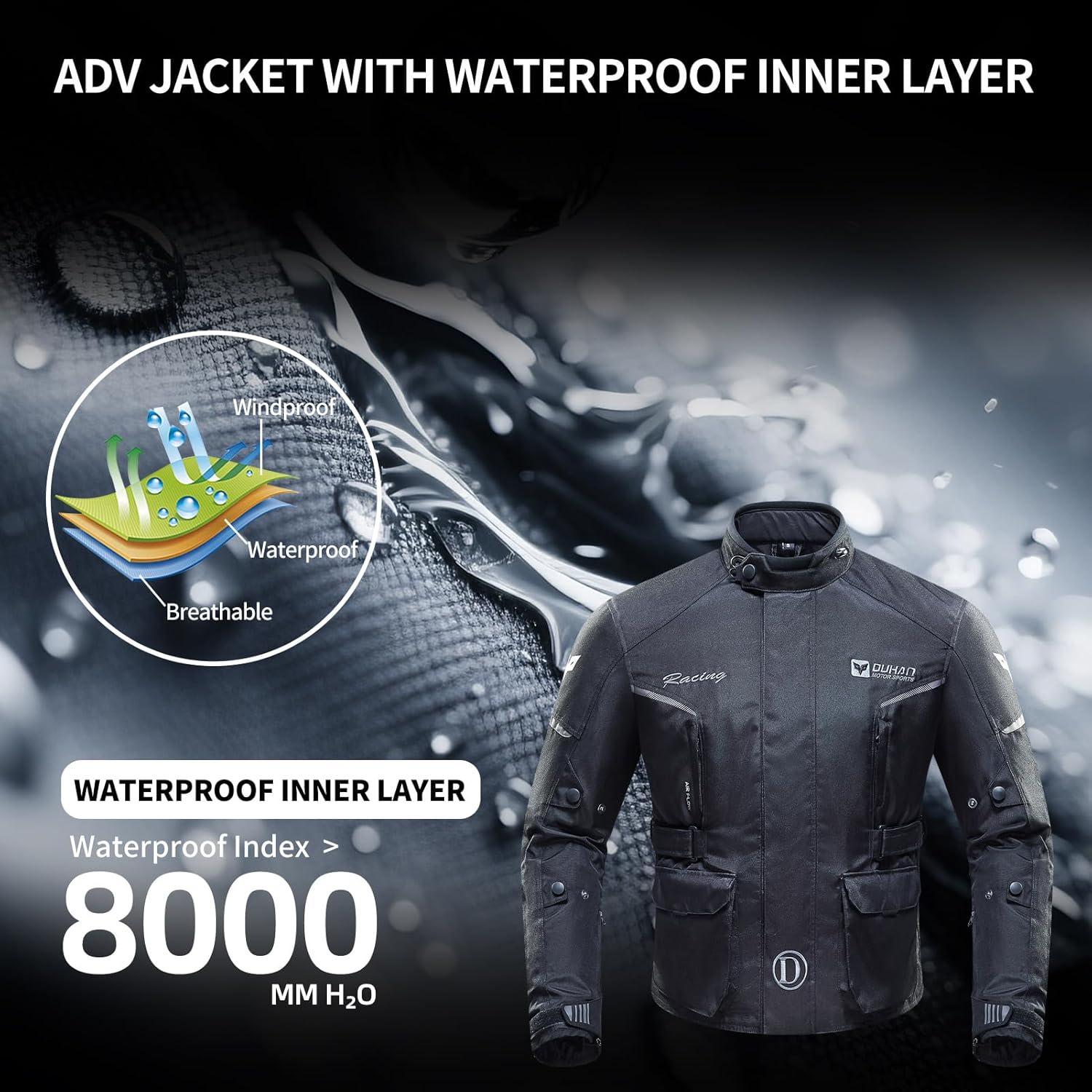Chaqueta de Motocicleta DUHAN CE2 Impermeable y Transpirable - Grande