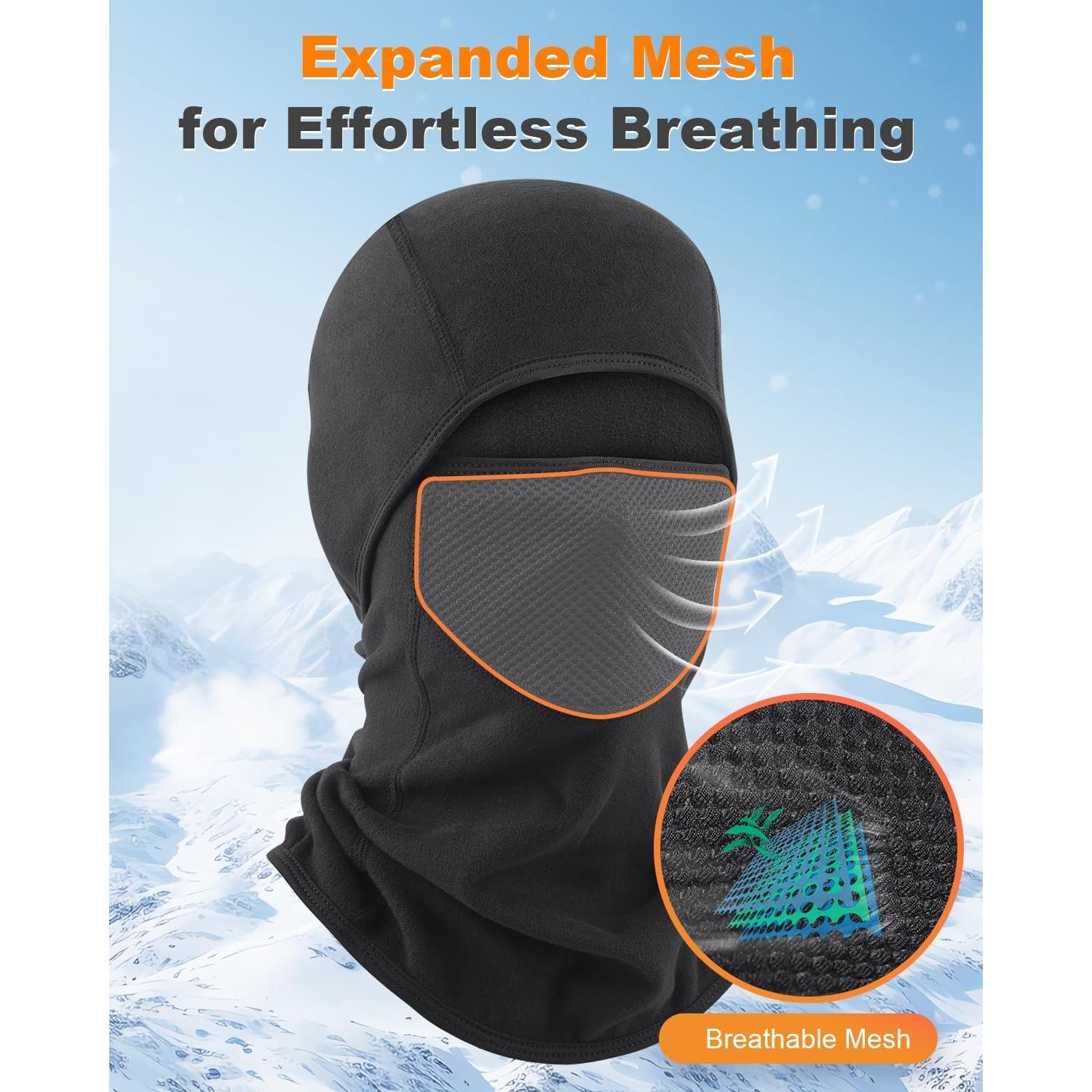 Pasamontañas Térmico Unisex Negro - Malla Transpirable para Esquí