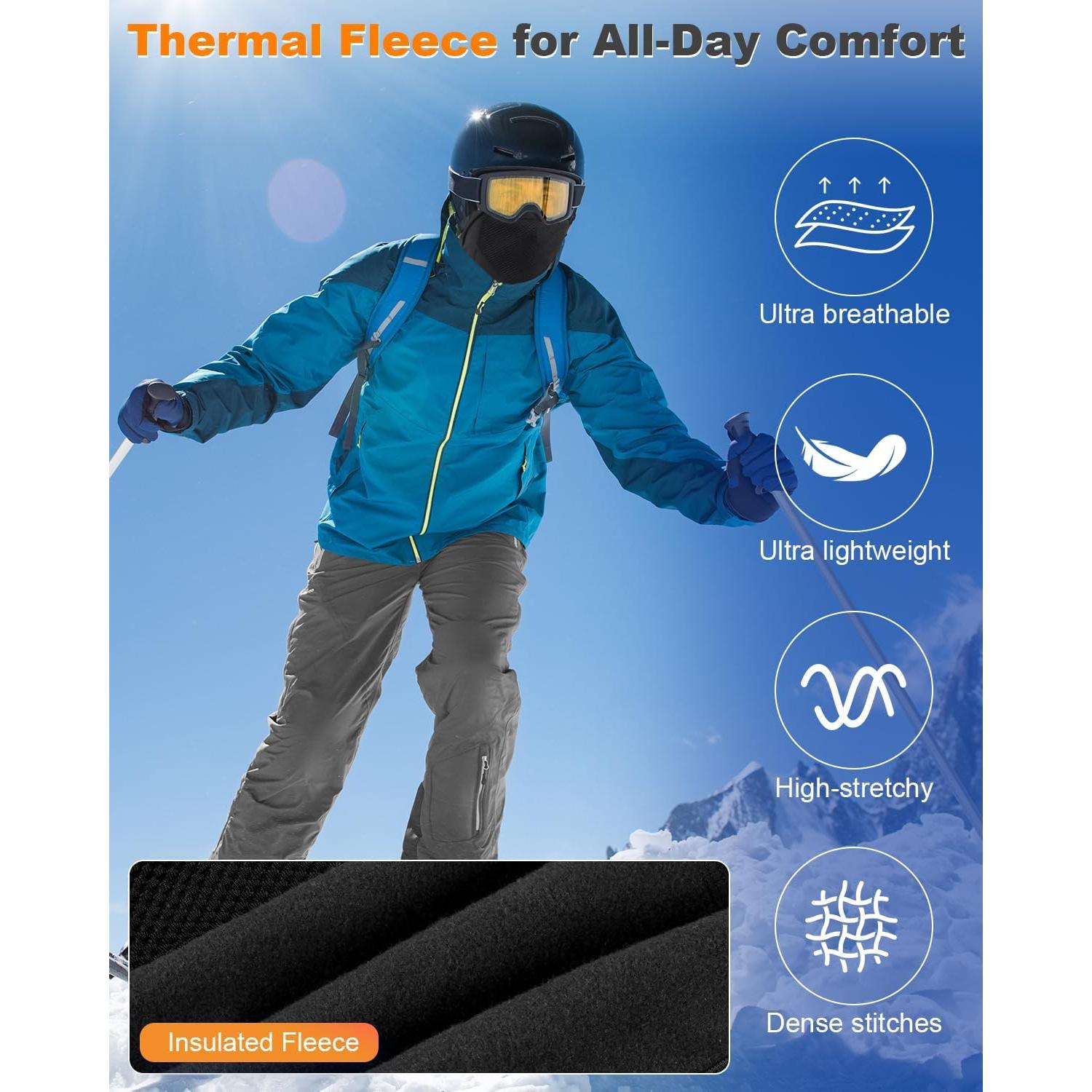 Pasamontañas Térmico Unisex Negro - Malla Transpirable para Esquí