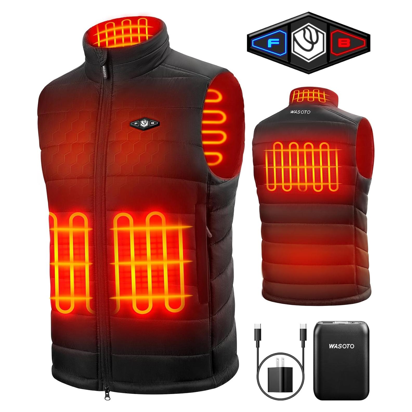 Chaleco Térmico WASOTO para Hombres 16000mAh Negro X-Large