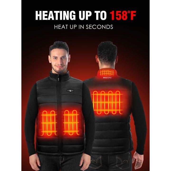 Chaleco Térmico WASOTO para Hombres 16000mAh Negro X-Large