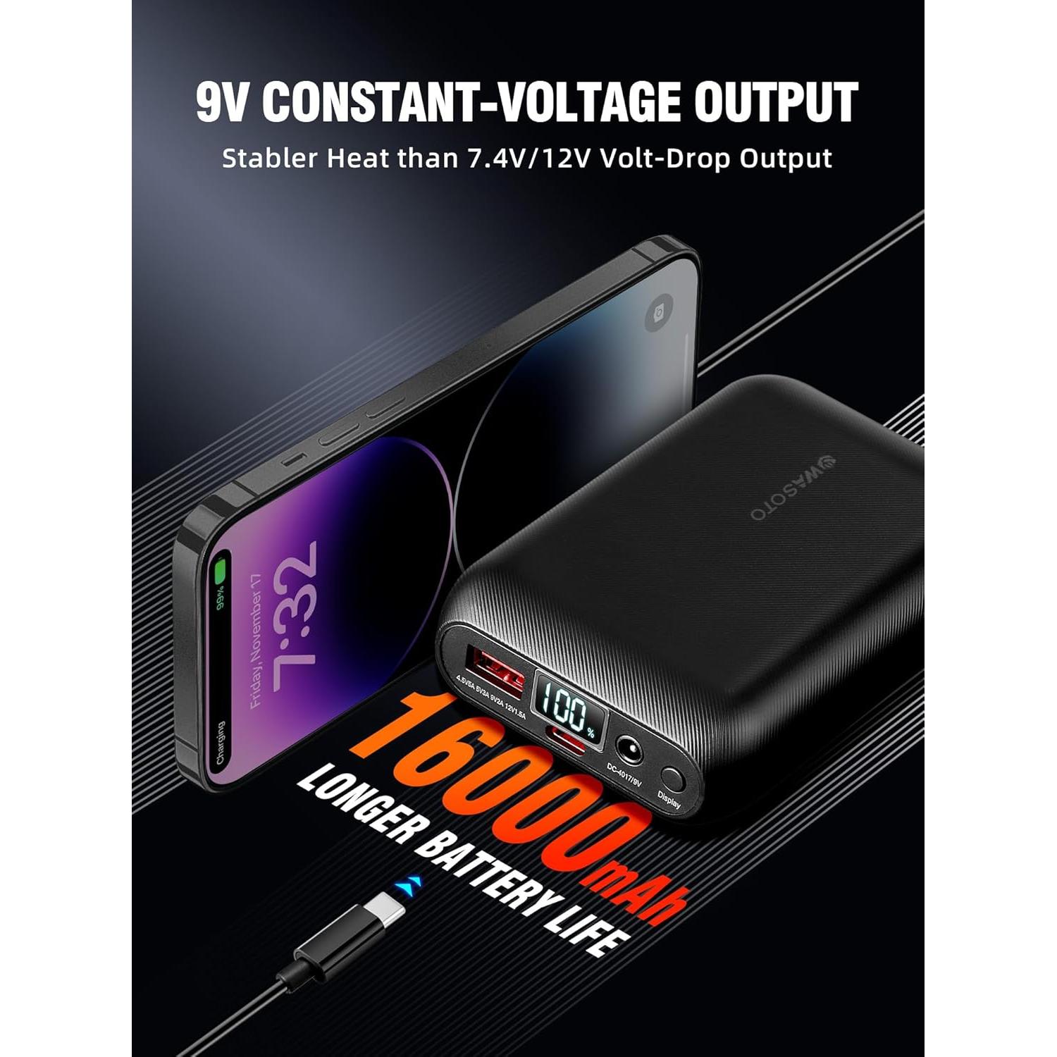 Chaleco Térmico WASOTO para Hombres 16000mAh Negro X-Large