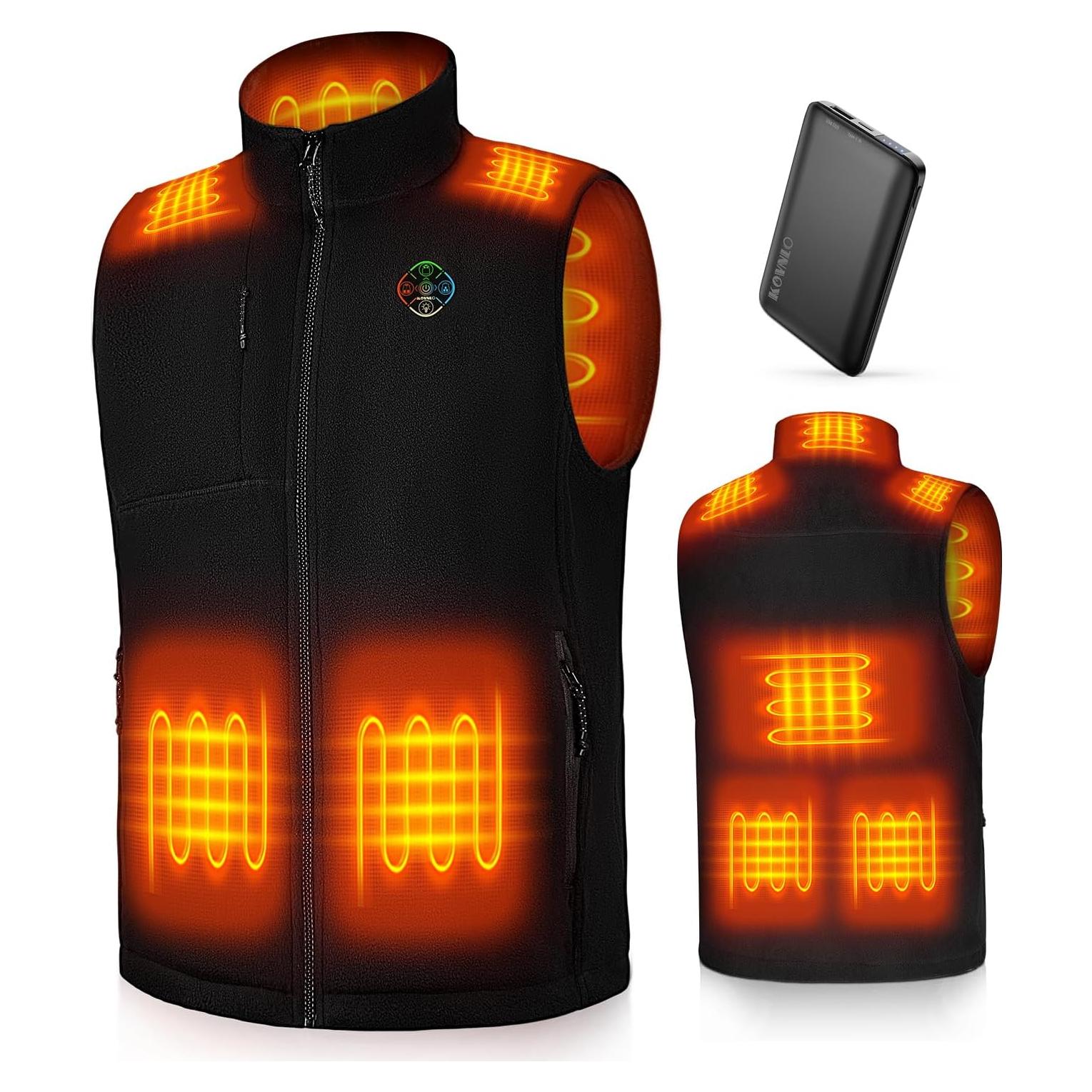Chaleco Térmico KOVNLO Hombre Grande Negro con Batería 10000mAh