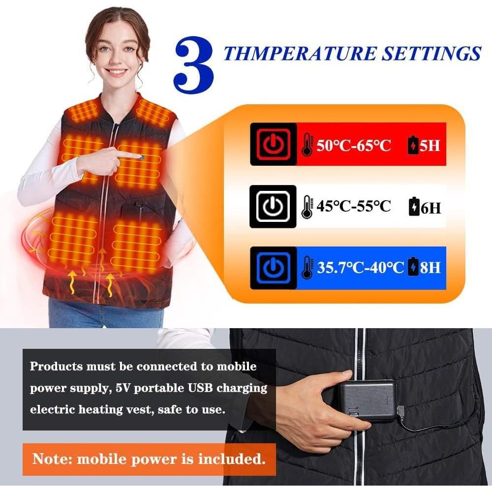 Chaleco Térmico Hoson Unisex Mediano con 9 Zonas Calentadas