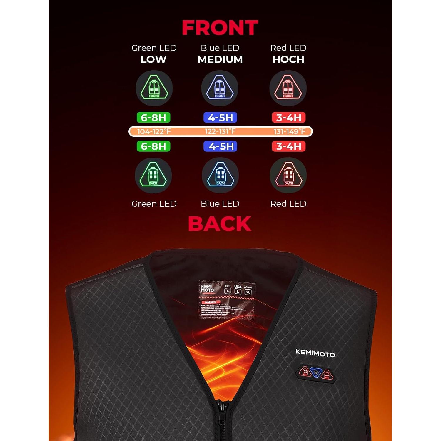 Chaleco Térmico KEMIMOTO para Hombres con Batería 10000mAh