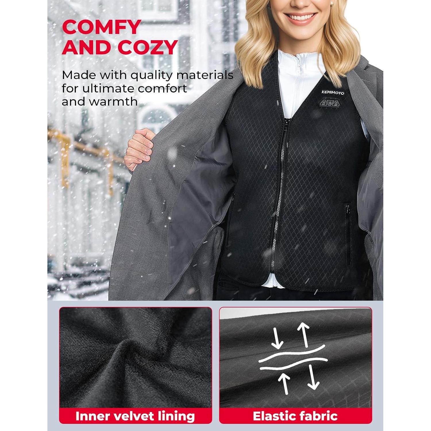 Chaleco Térmico Eléctrico KEMIMOTO para Mujeres, 8 Zonas Calentadoras