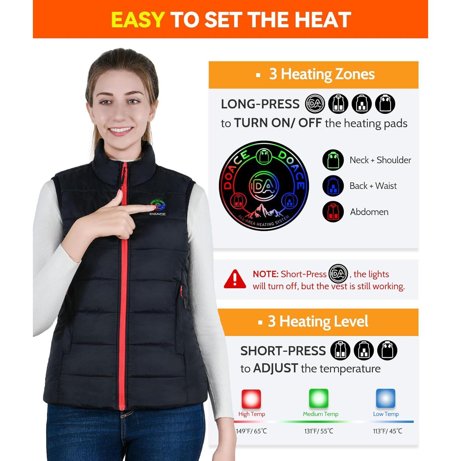 Chaleco Térmico Inteligente DOACE® Unisex 8 Áreas Calentamiento