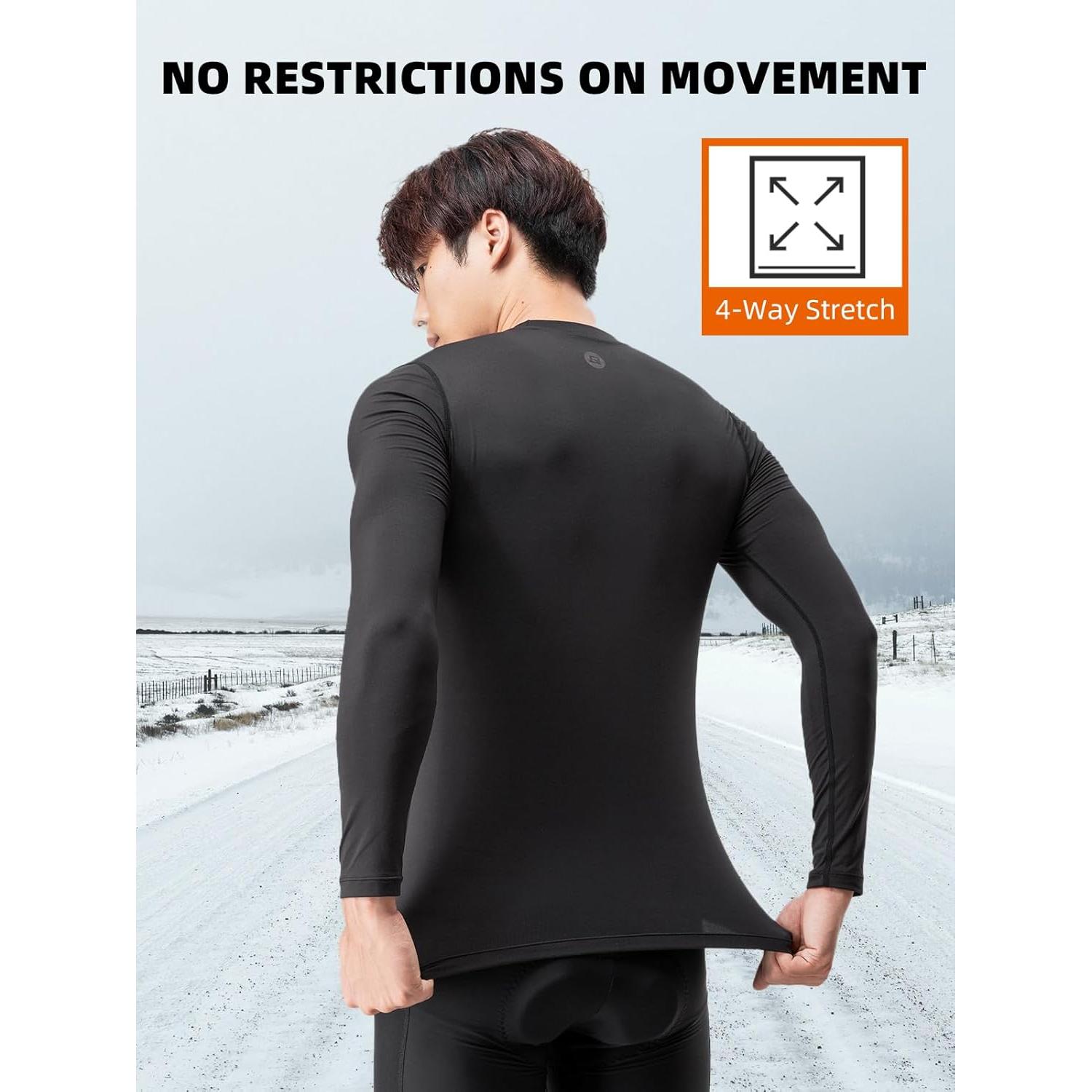 Camiseta Térmica de Manga Larga ROCKBROS para Hombre - Compresión, Forro Polar