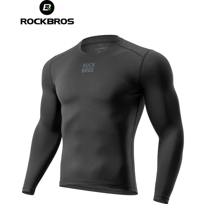 Camiseta Térmica de Manga Larga ROCKBROS para Hombre - Compresión, Forro Polar