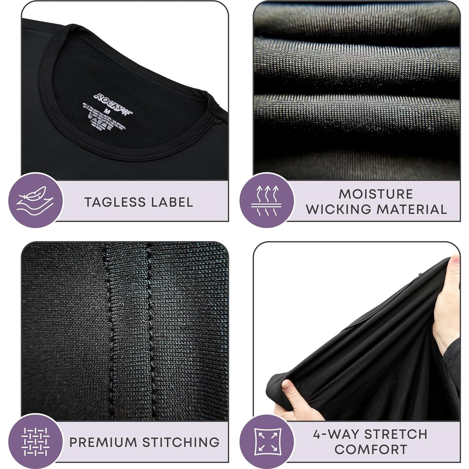 Camisa Térmica Rocky para Hombre Manga Larga Negra Mediana