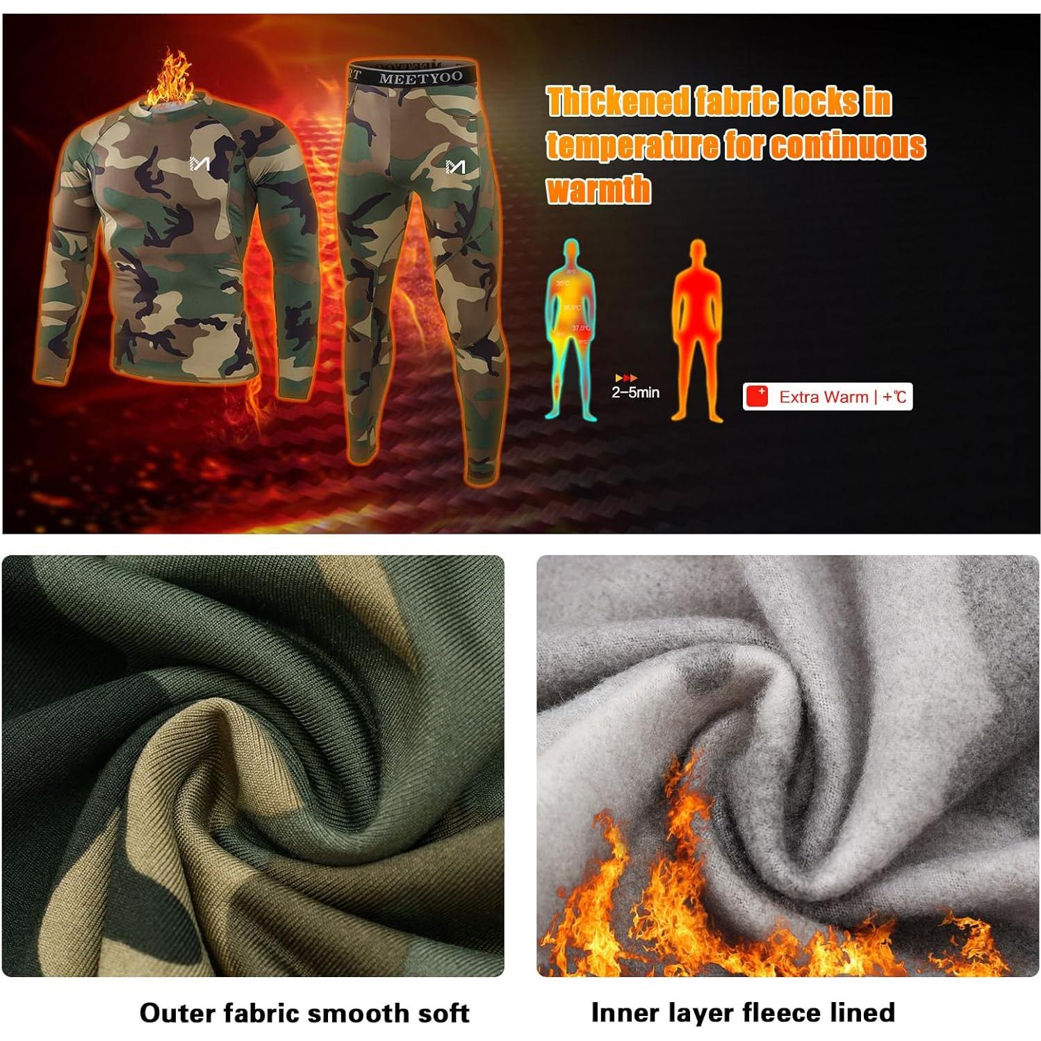Ropa Interior Térmica MEETYOO para Hombres, 2 Conjuntos Camuflaje