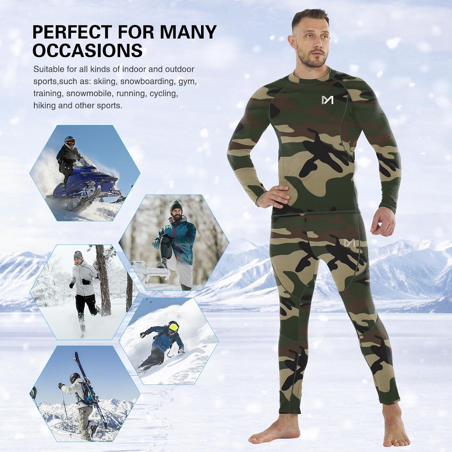 Ropa Interior Térmica MEETYOO para Hombres, 2 Conjuntos Camuflaje
