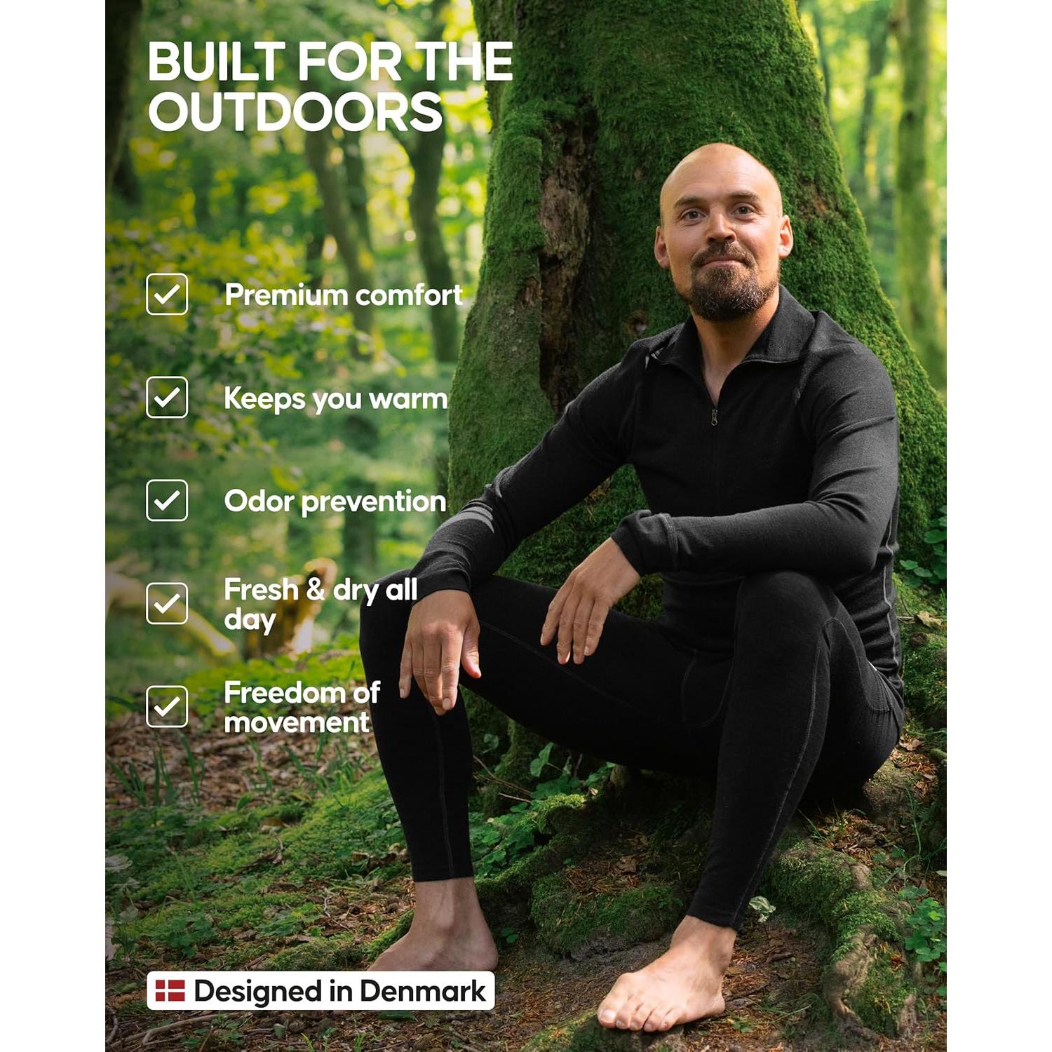 Conjunto de Capa Base de Lana Merino DANISH ENDURANCE Hombre