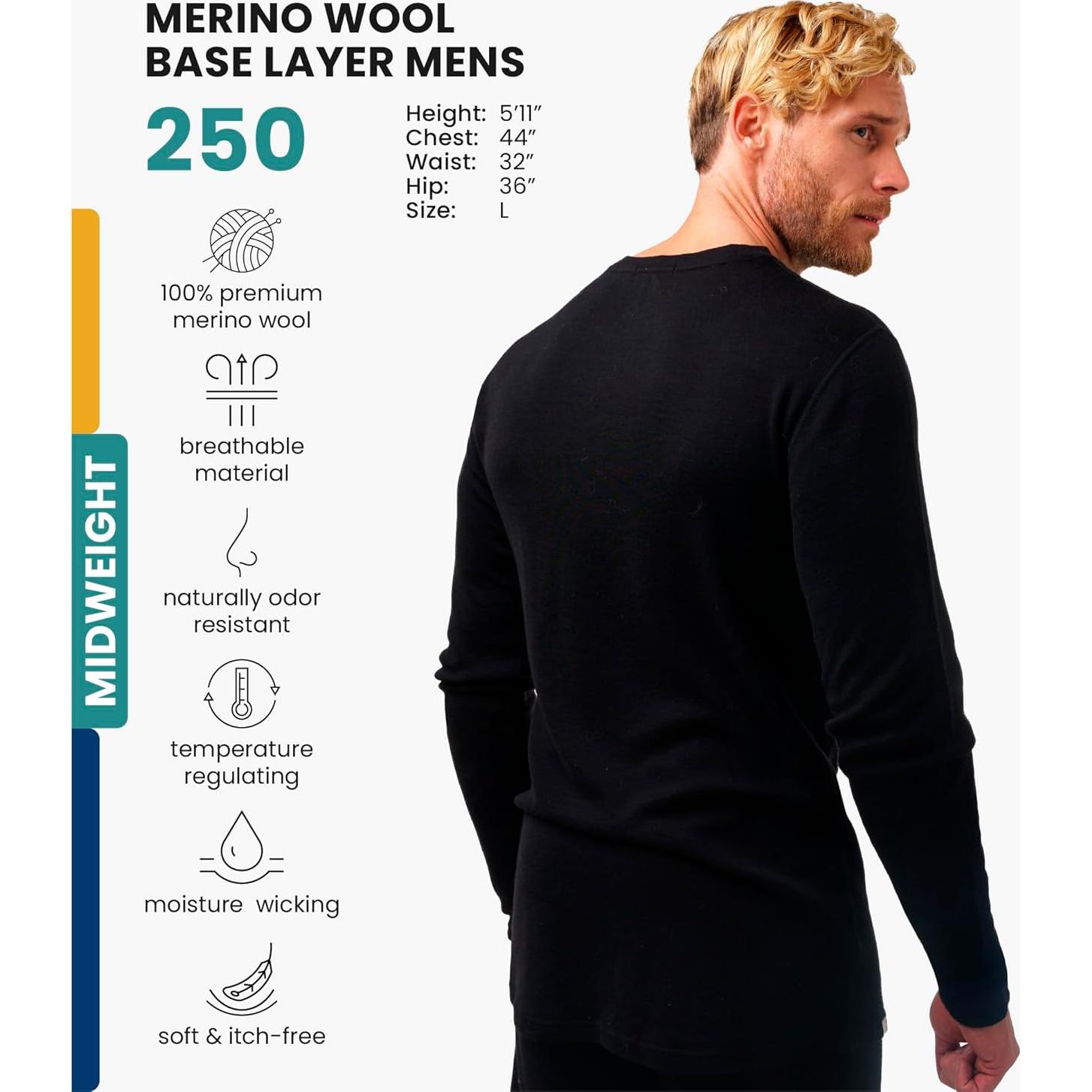 Capa Base de Lana Merino Merino.tech para Hombres - Manga Larga 250g/m²