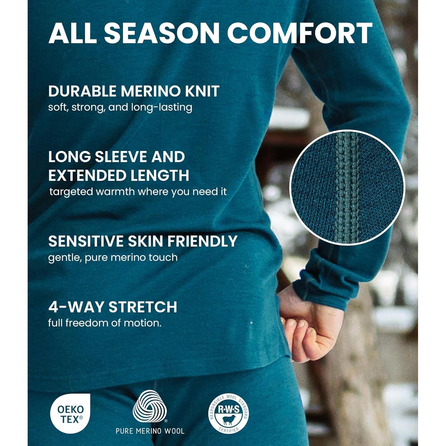 Capa Base de Lana Merino Merino.tech para Hombres - Manga Larga 250g/m²