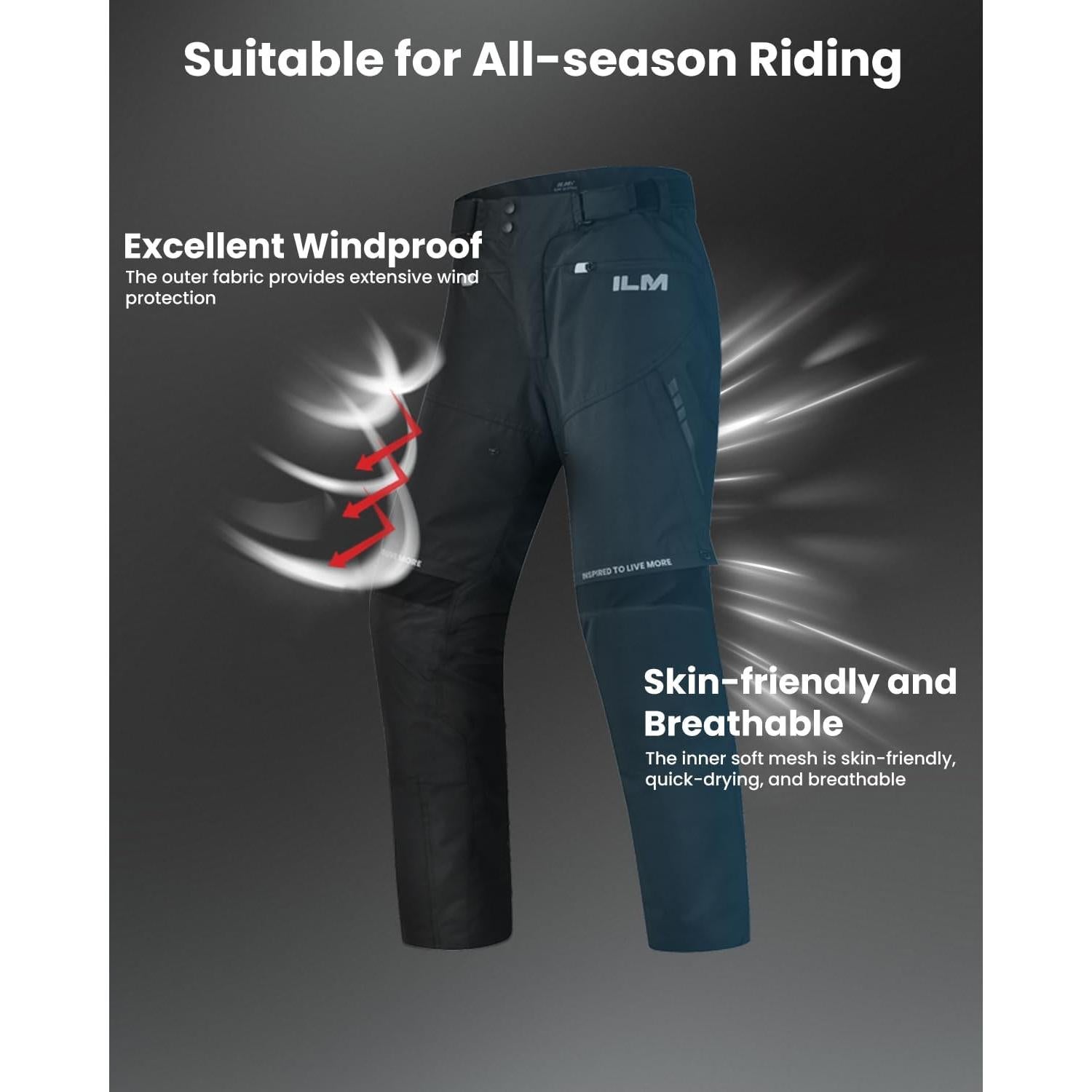 Pantalones de Motociclismo ILM P04 CE Armados para Hombre L