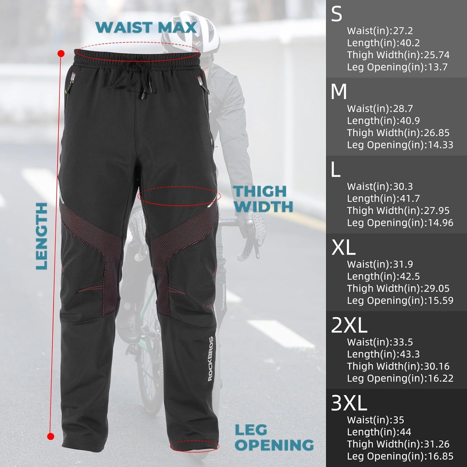 Pantalones de Ciclismo de Invierno ROCKBROS Térmicos XL Negros