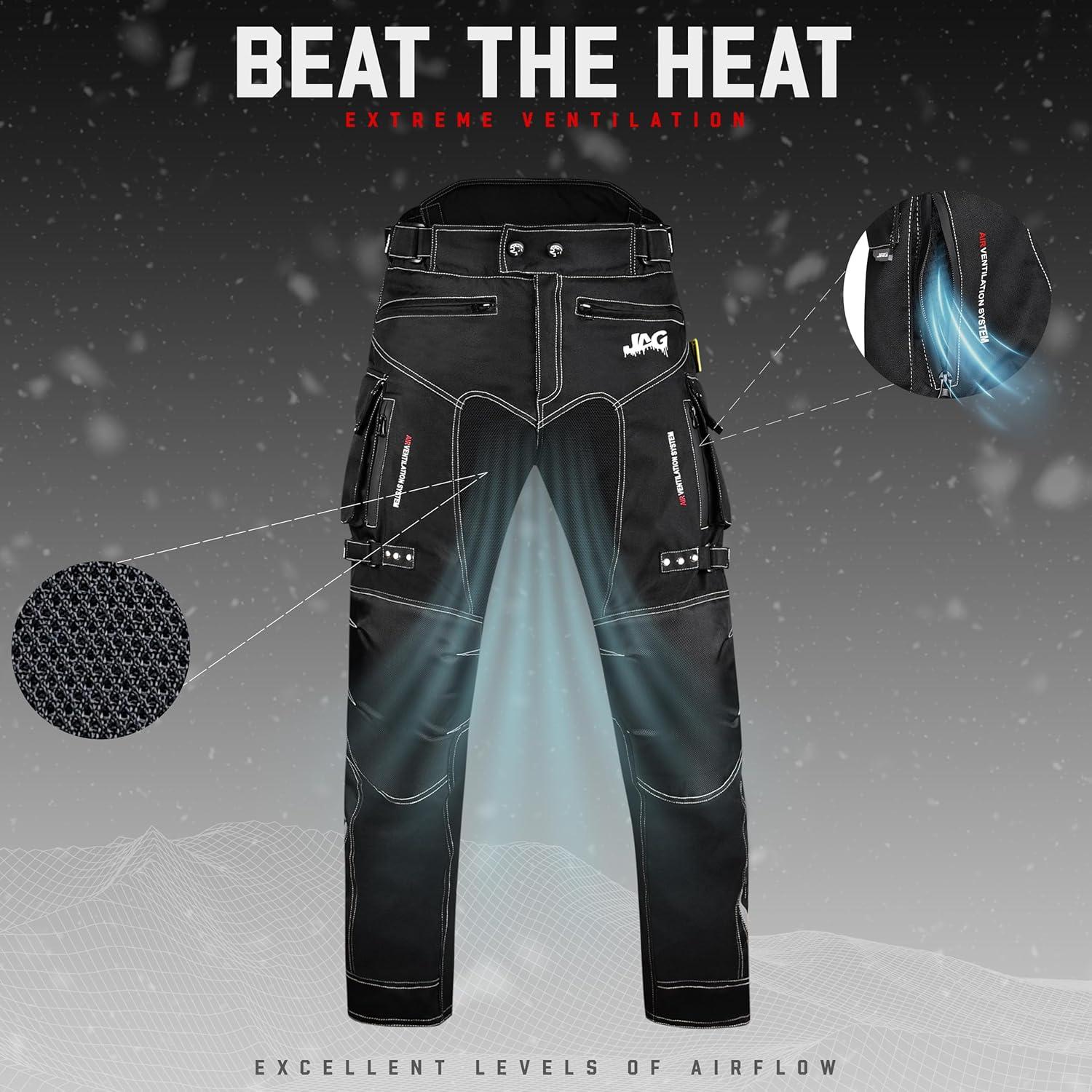 Pantalones de Motocicleta JAG con Protección CE - Negro 32W x 34L