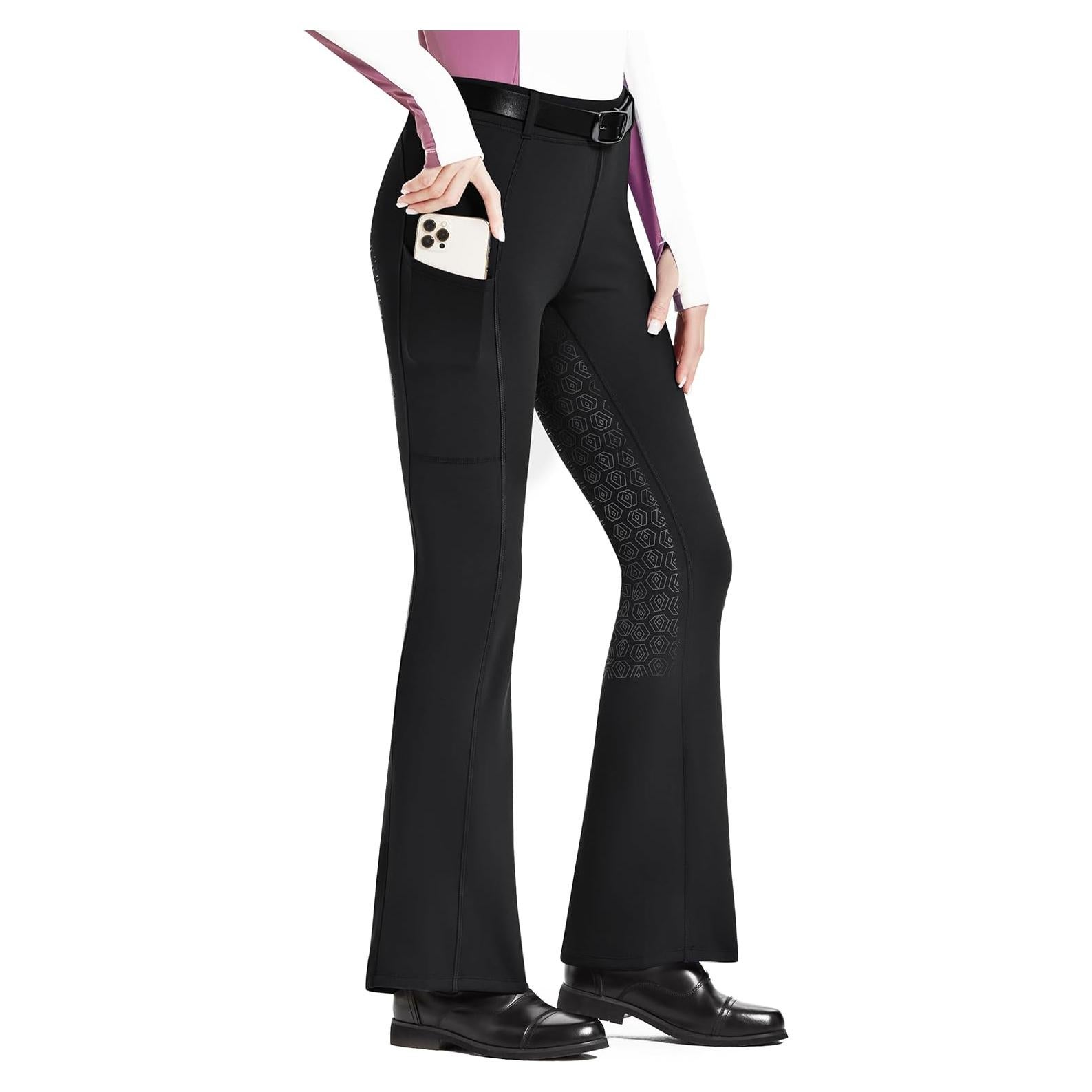 Pantalones de Equitación de Invierno Mujer FitsT4 Negro Mediano