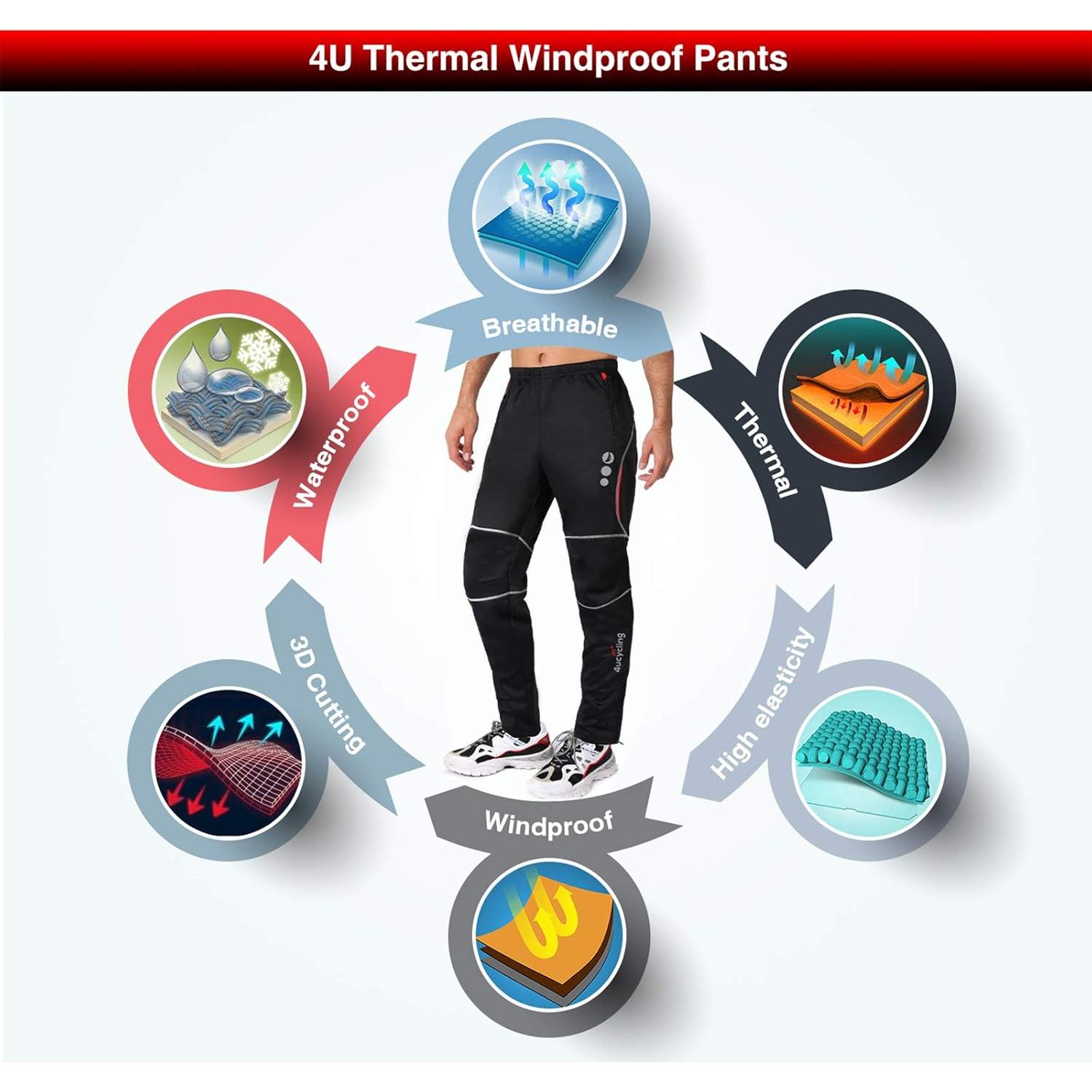 Pantalones de Ciclismo 4ucycling 3X Grande Térmicos Negro/Rojo