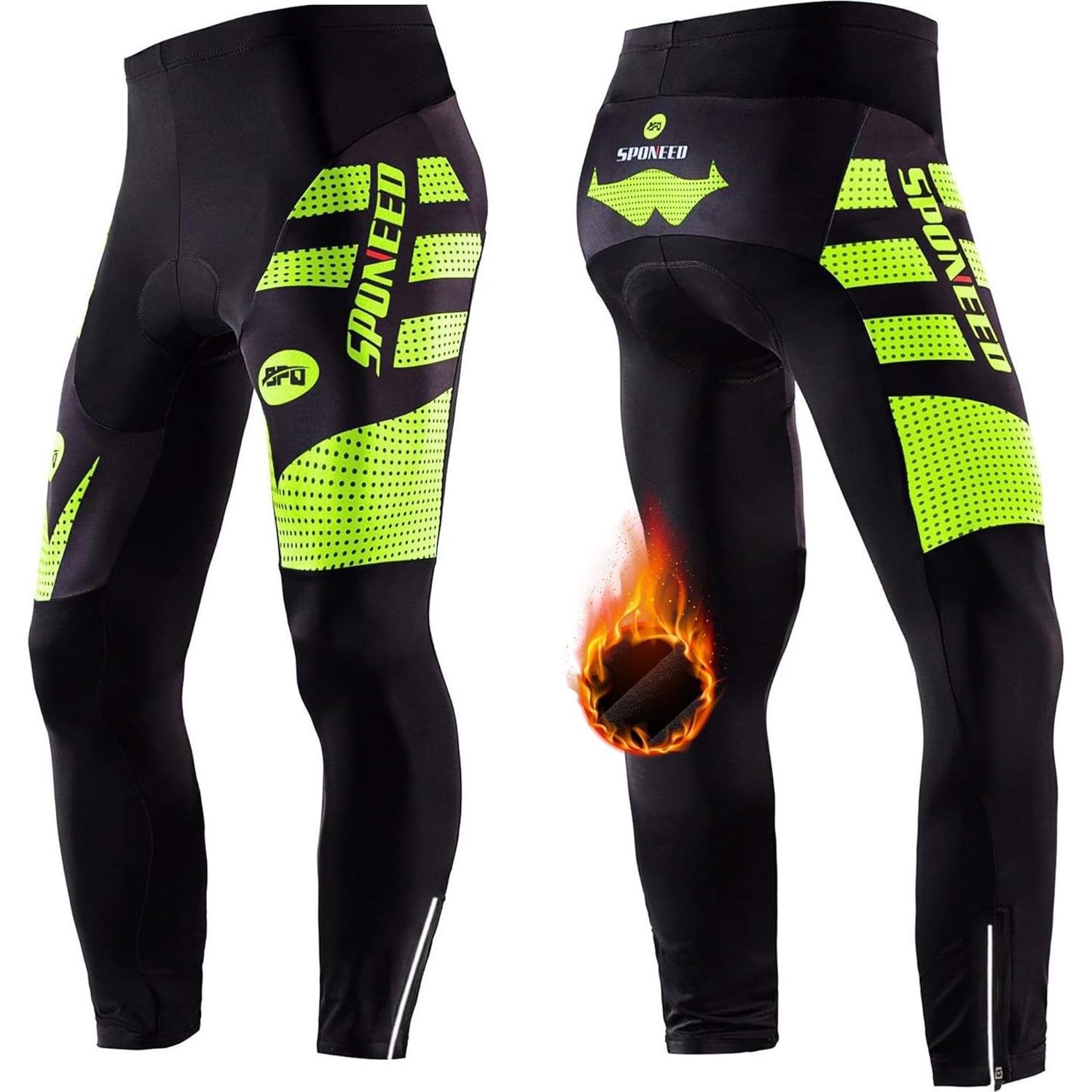 Pantalones de Ciclismo Sponeed para Hombre 4D Térmicos Verde