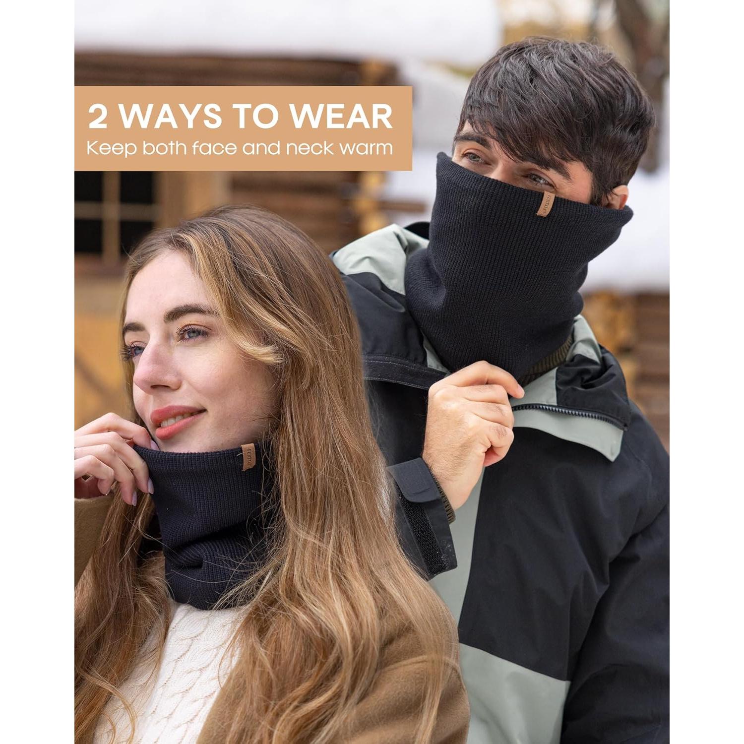 Calentador de Cuello FURTALK Unisex Negro Doble Capa Térmico