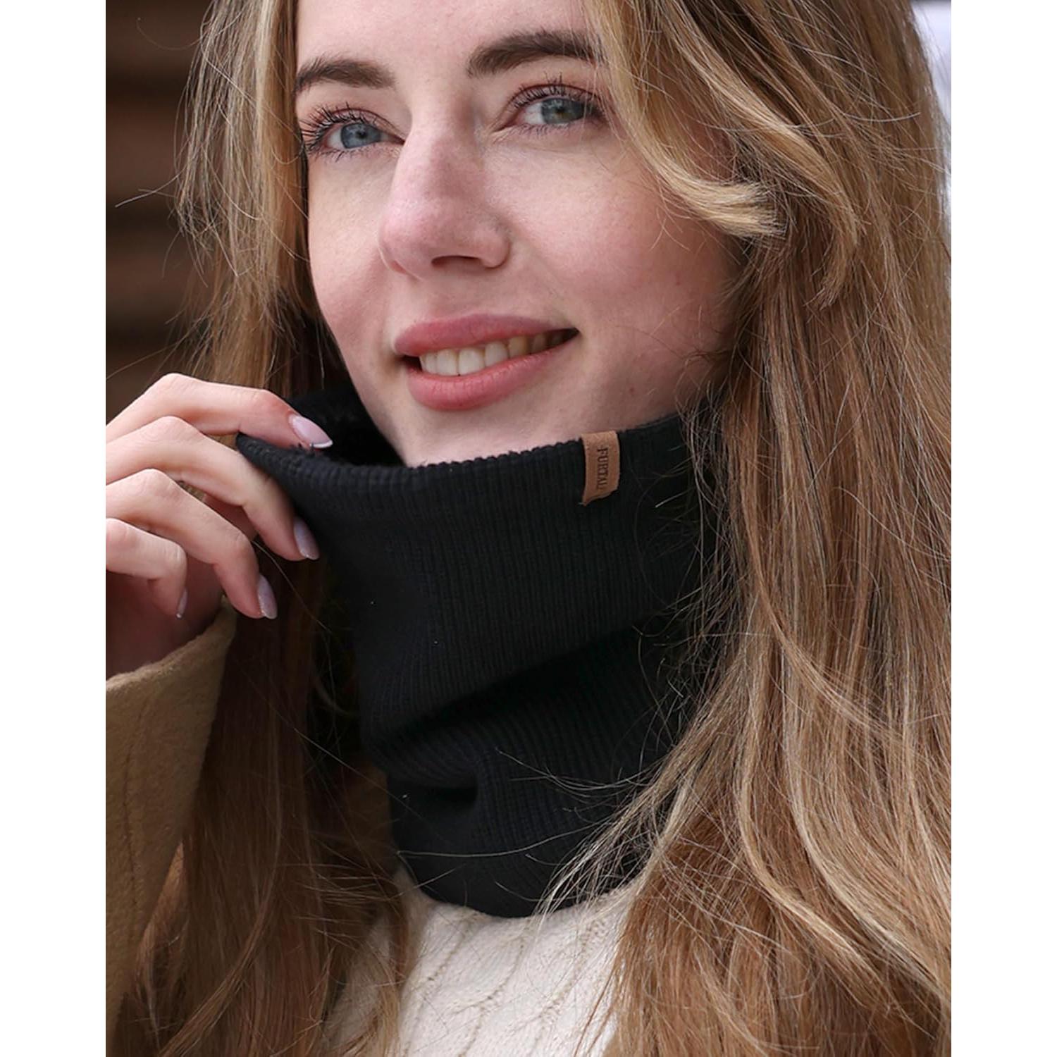 Calentador de Cuello FURTALK Unisex Negro Doble Capa Térmico