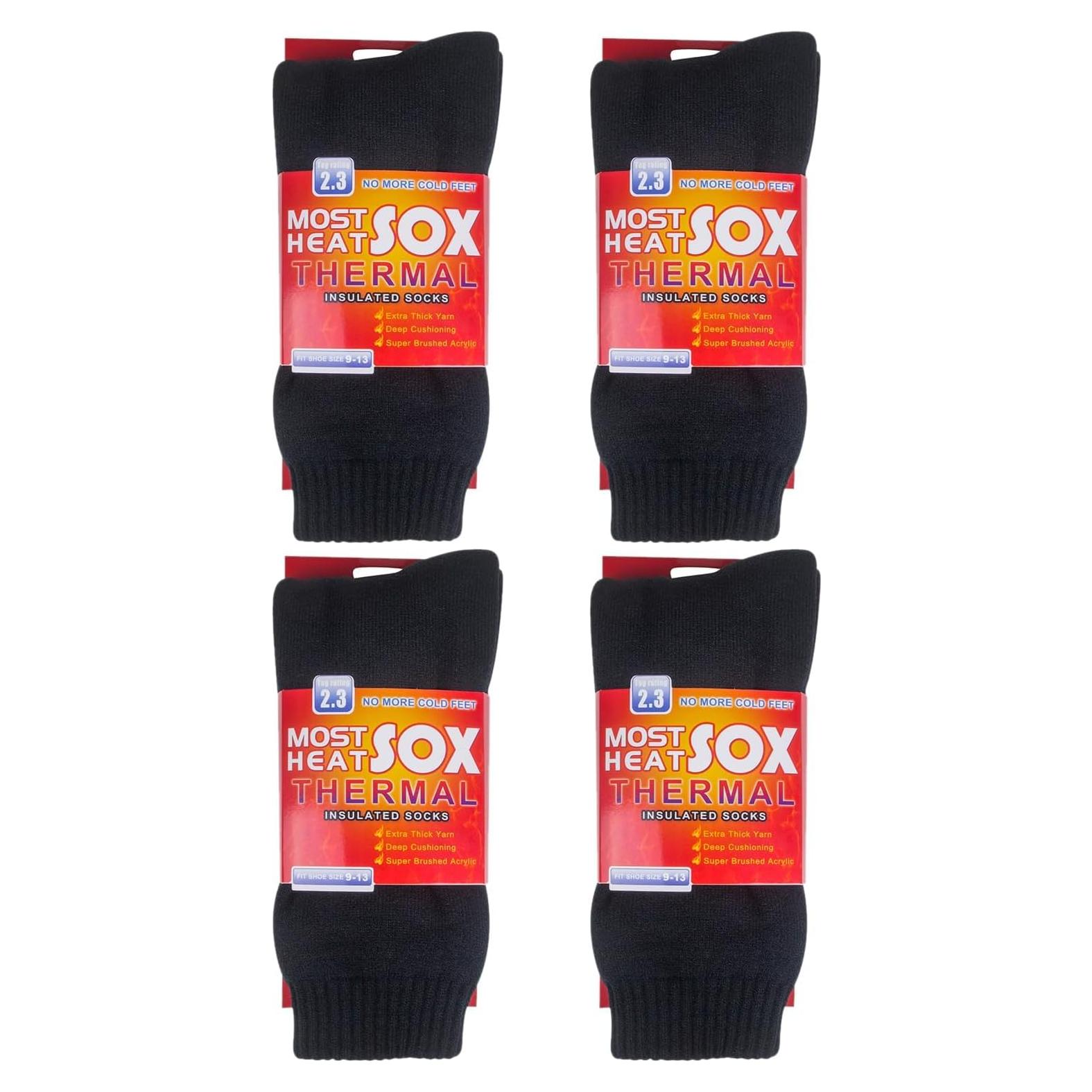 Calcetines Térmicos Chalier para Hombres - 4 Pares Negros
