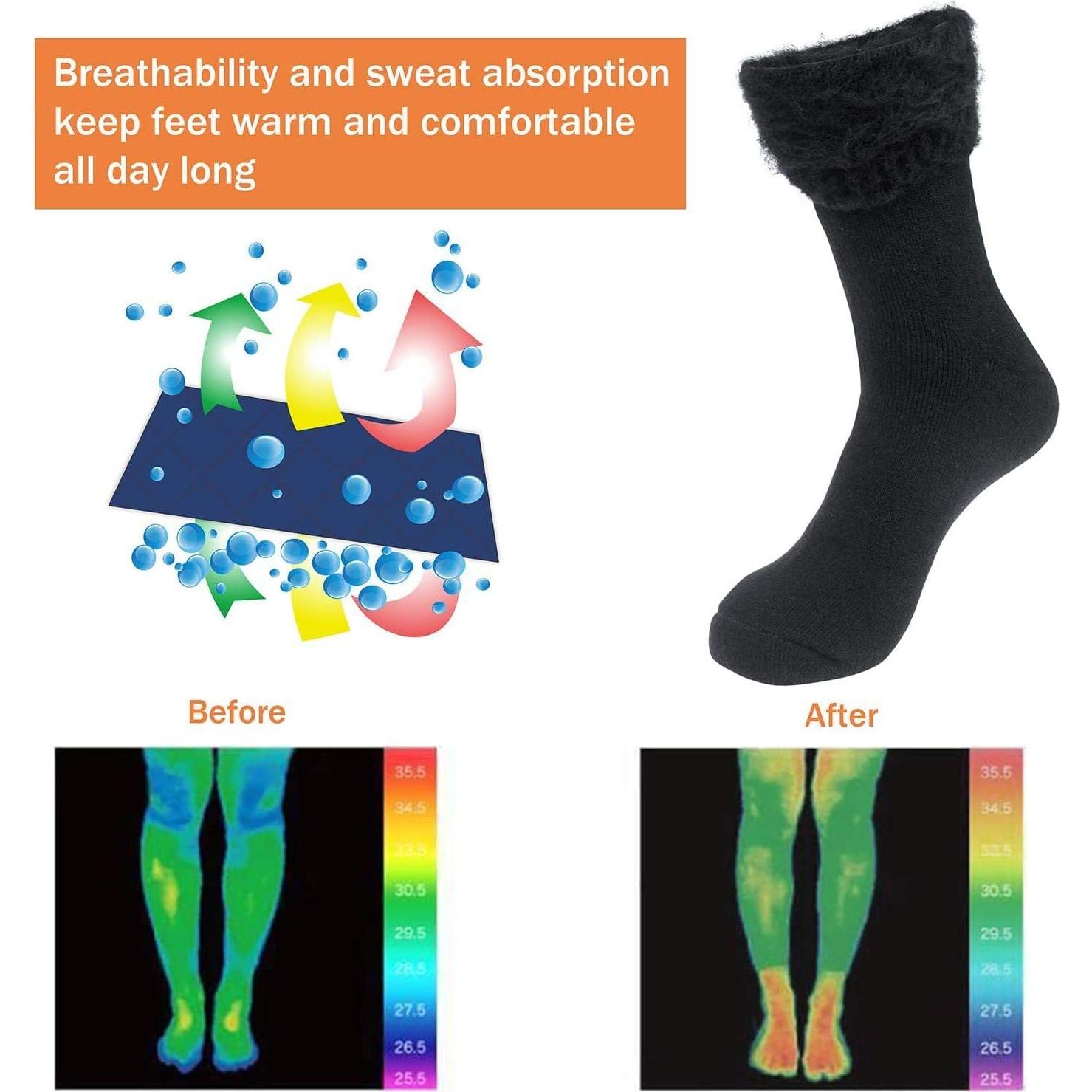 Calcetines Térmicos Chalier para Hombres - 4 Pares Negros