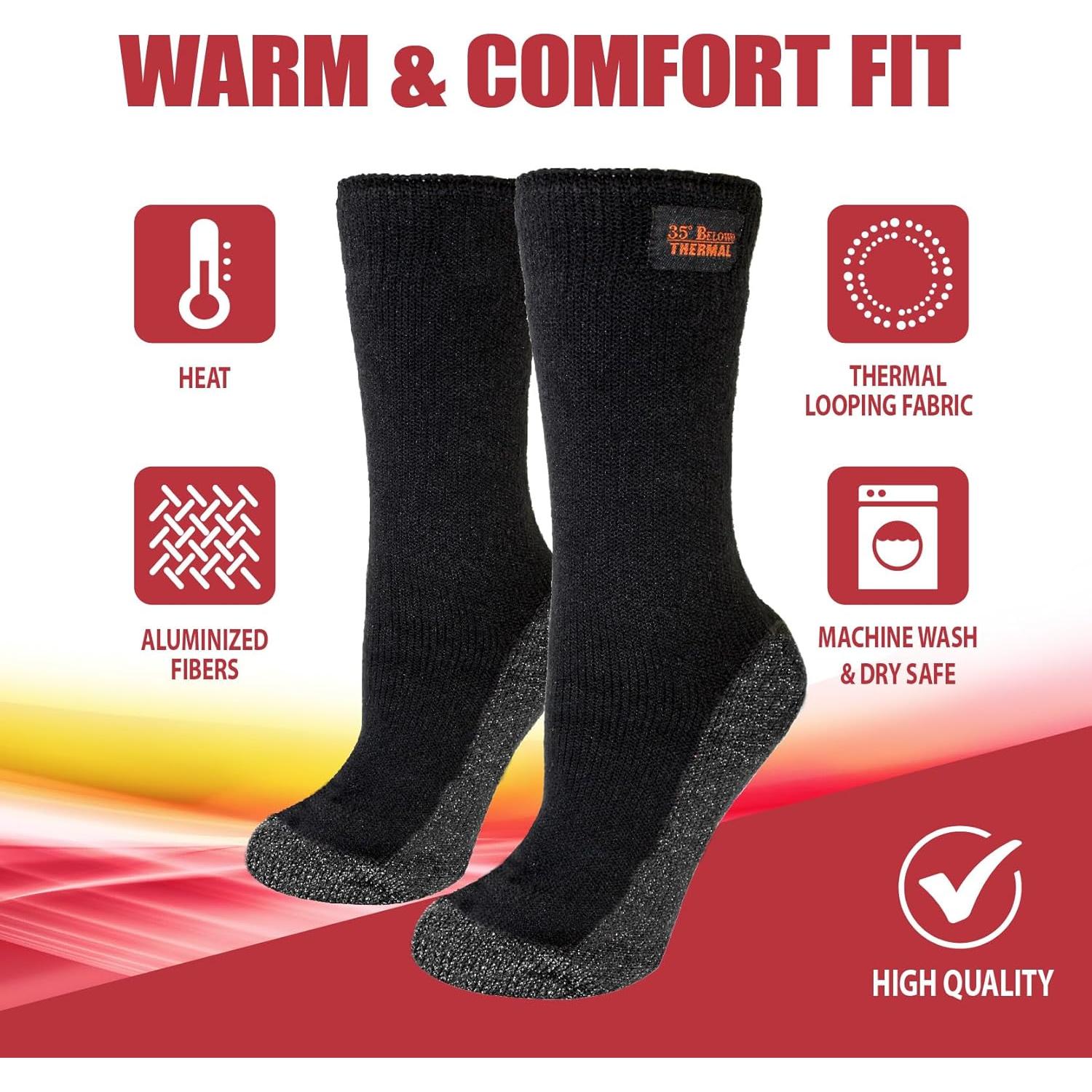 Calcetines Térmicos 35° Below Unisex 1 Par Negro/Plata