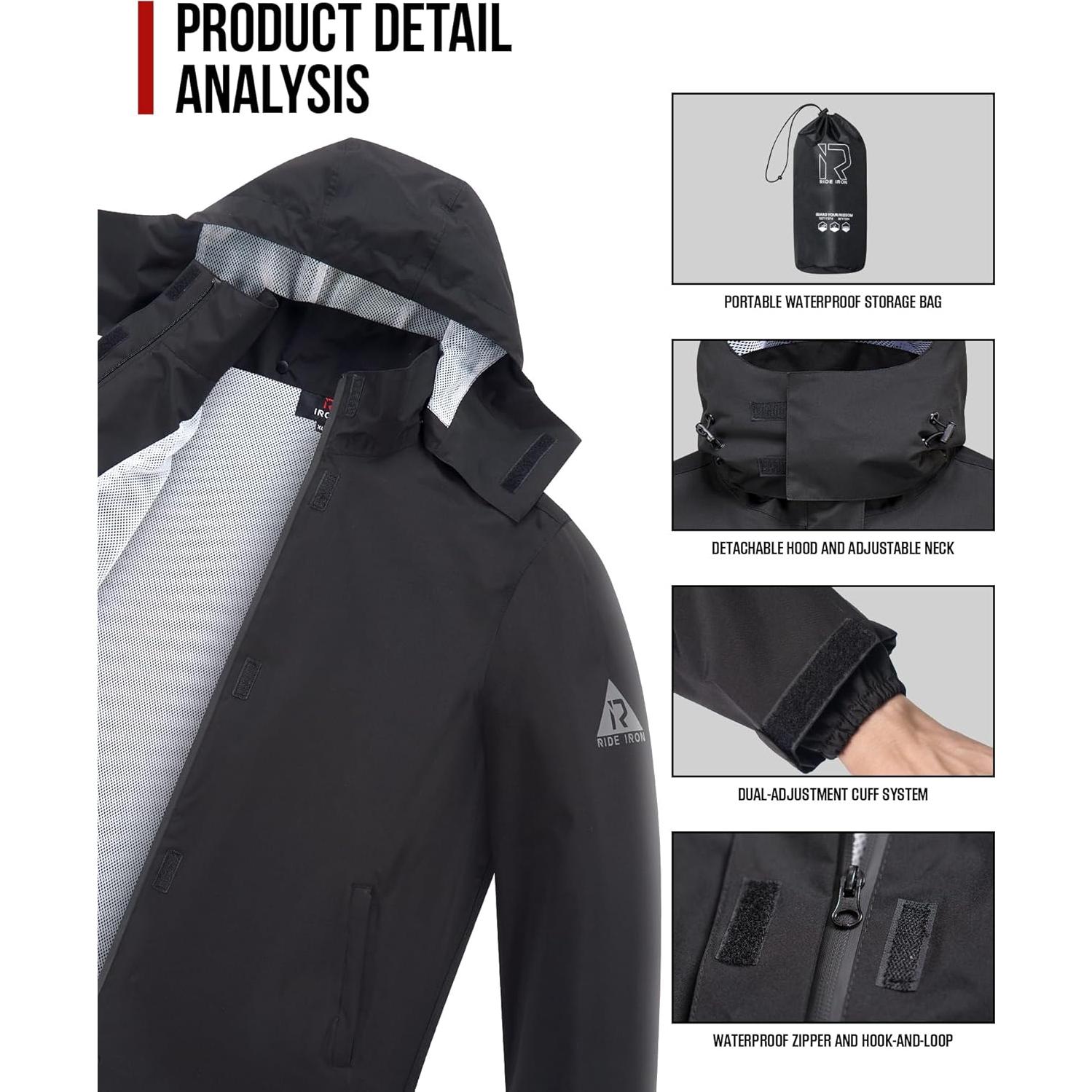 Traje de Lluvia RIDEIRON para Motocicleta Impermeable 15000mm