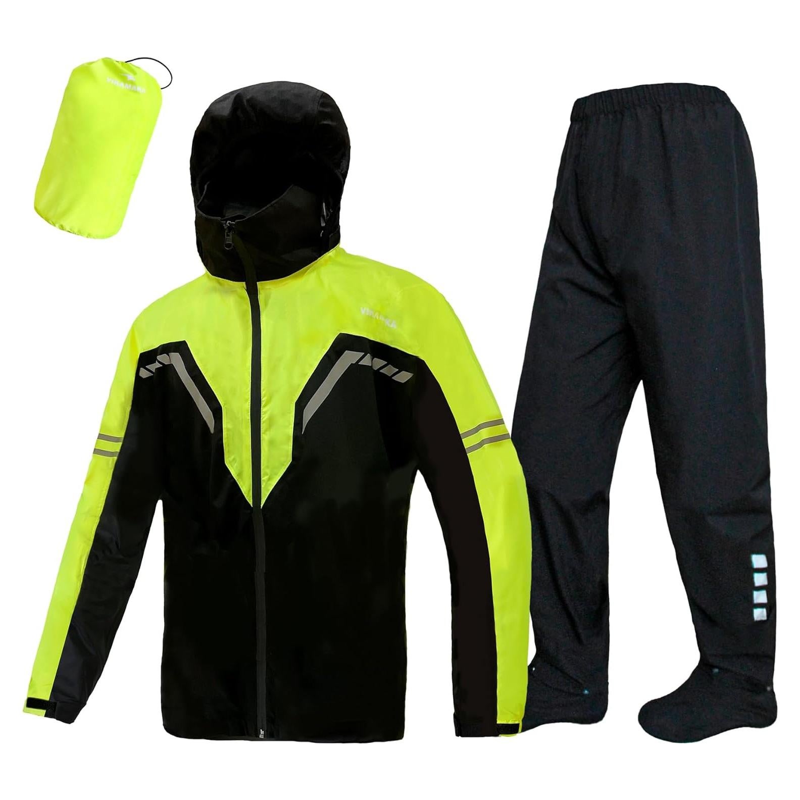 Traje de Lluvia Impermeable VIKAMAKA Mediano Verde Reflectante