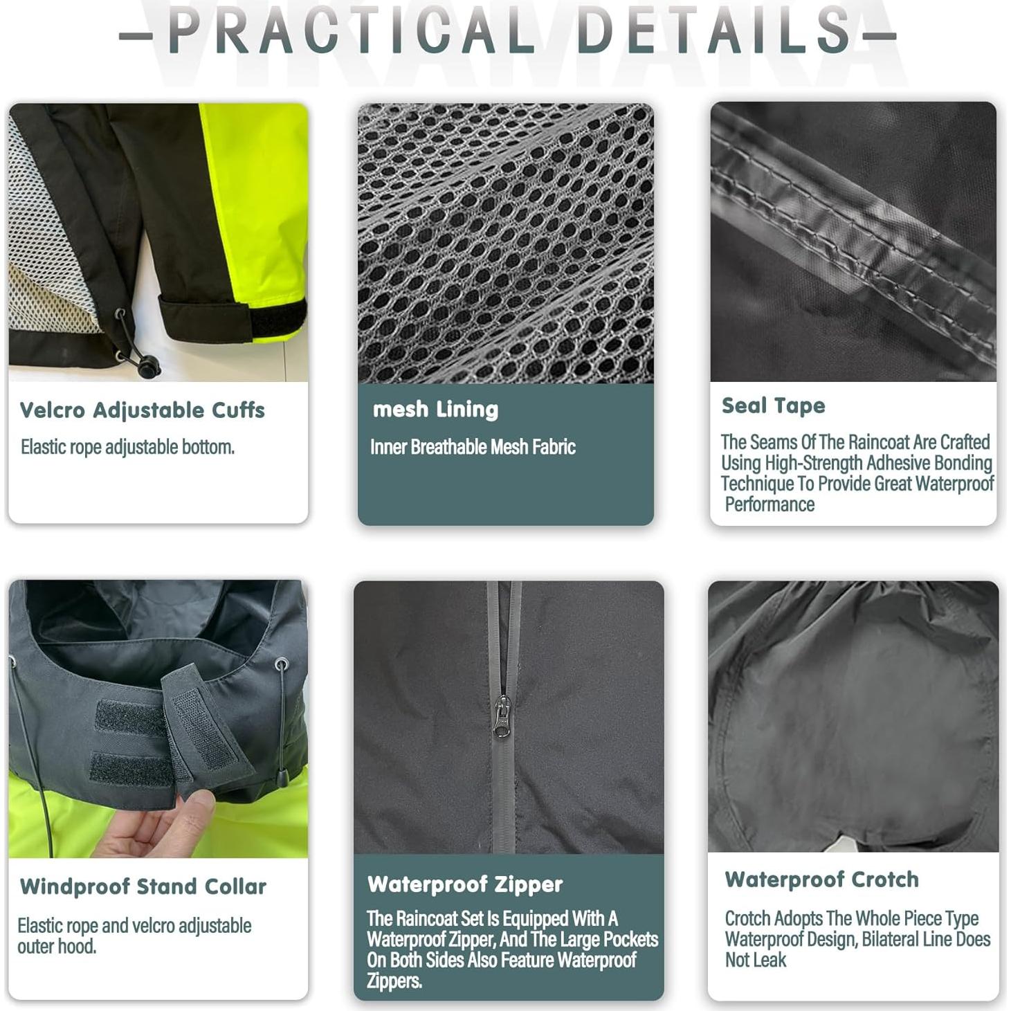 Traje de Lluvia Impermeable VIKAMAKA Mediano Verde Reflectante