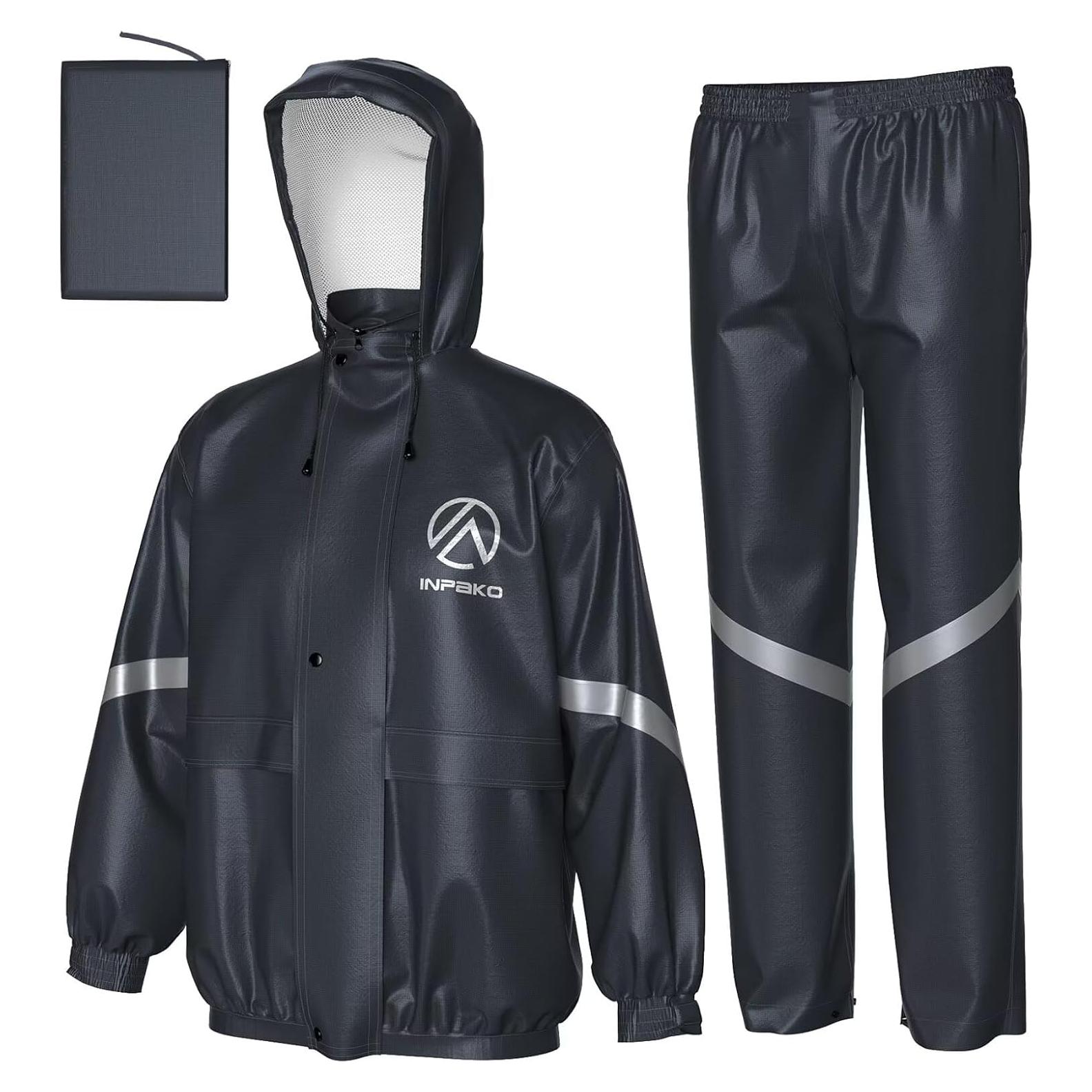 Traje de Lluvia Impermeable INPAKO para Hombres y Mujeres - Gris