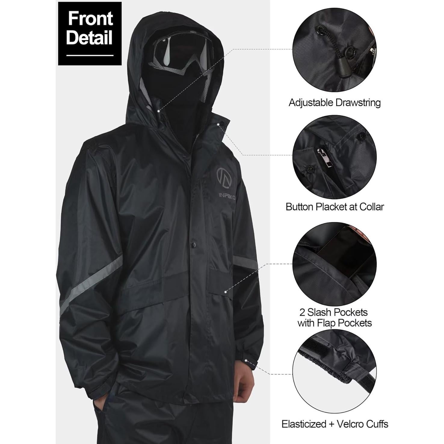Traje de Lluvia Impermeable INPAKO para Hombres y Mujeres - Gris