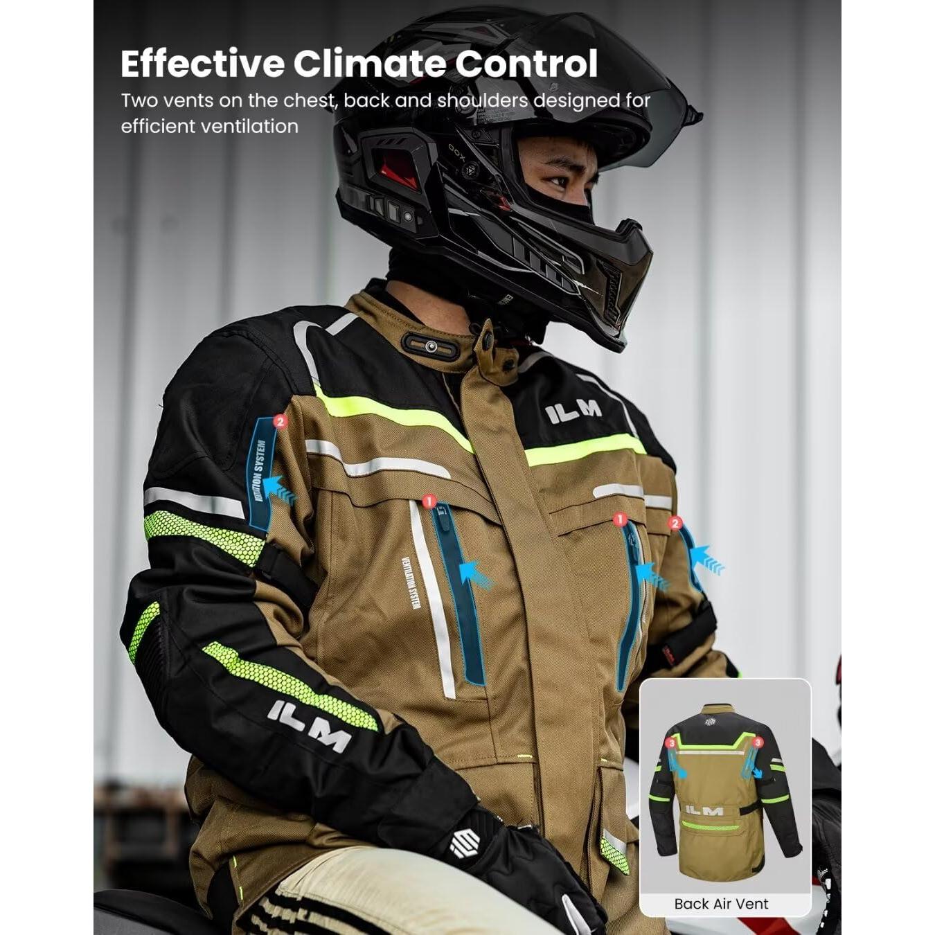 Chaqueta de Motocicleta ILM JRL3 Impermeable Térmica L