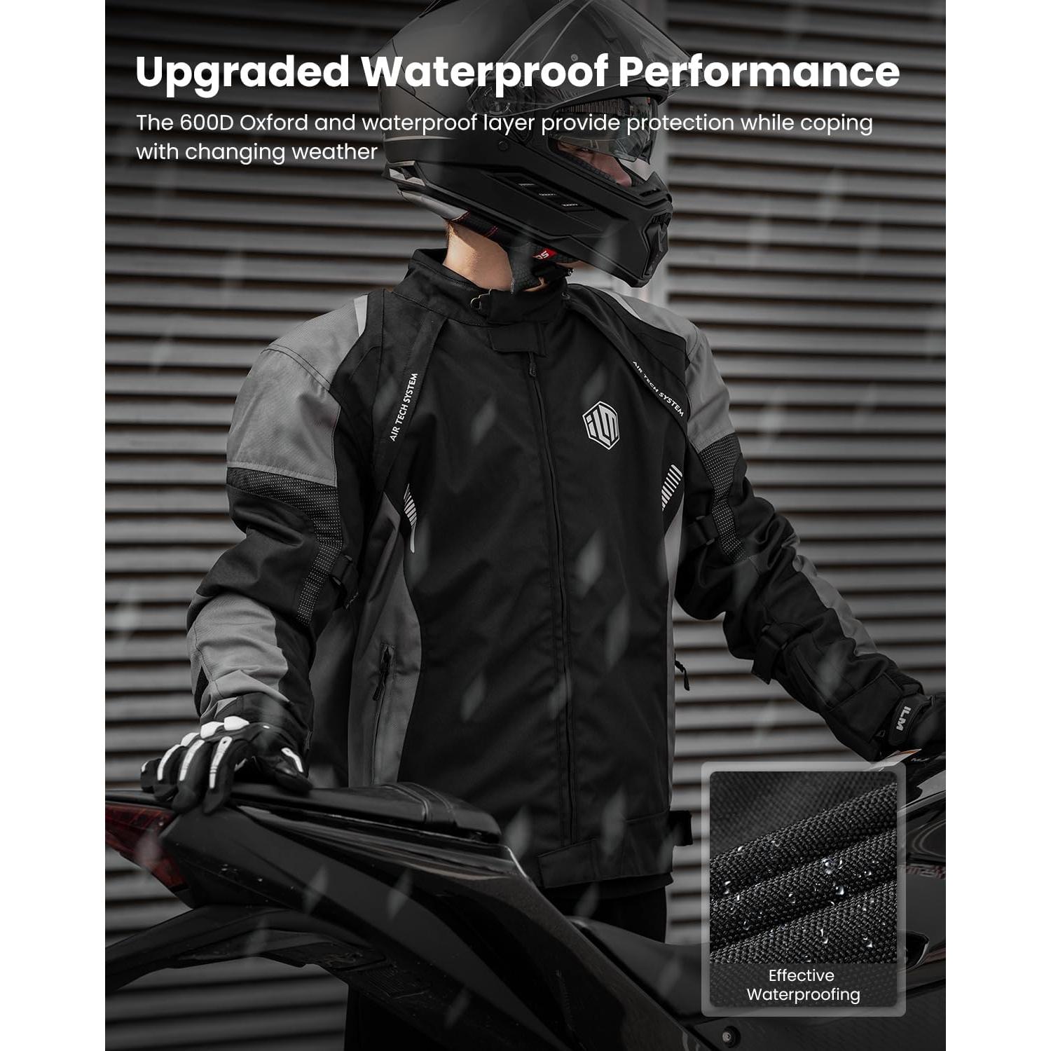 Chaqueta de Motocicleta ILM JF1 Impermeable con Armadura CE M