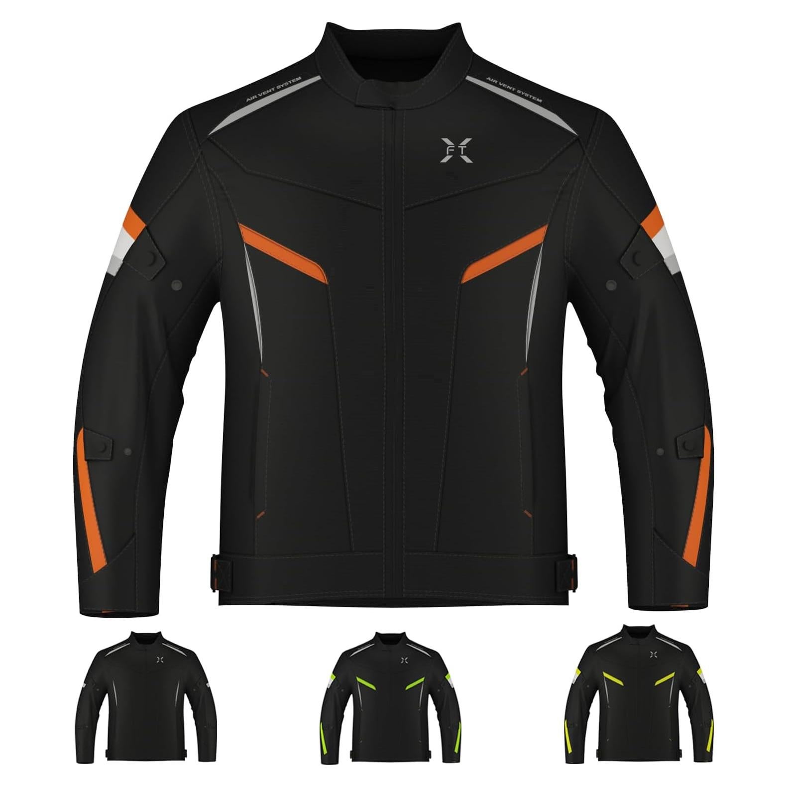 Chaqueta de Motocicleta FTX para Hombres, Acolchada y Ajustable