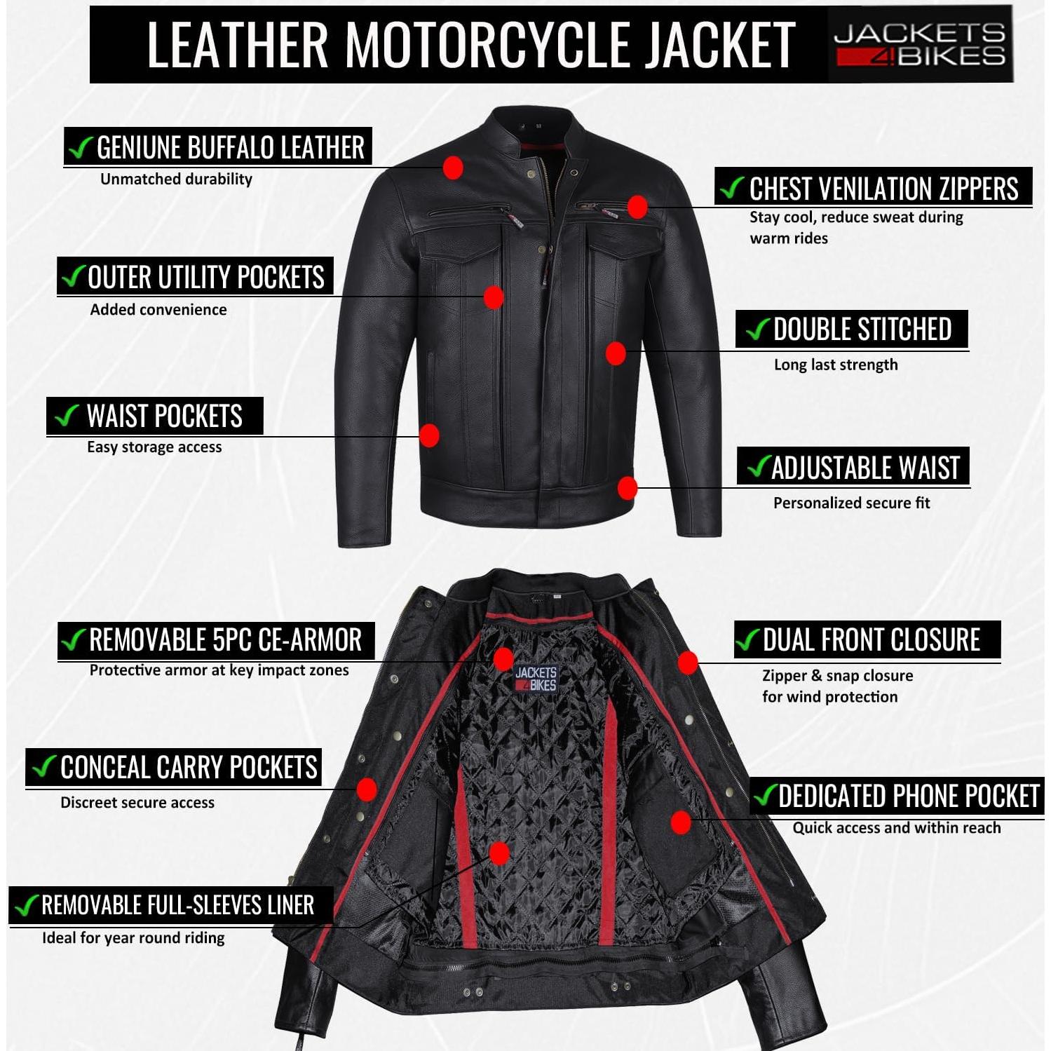 Chaqueta de Moto Jackets 4 Bikes Mljp1008 Negro XL Cuero Premium