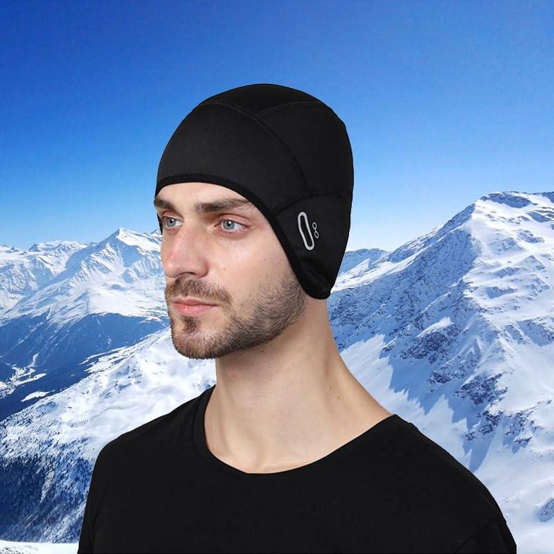 Gorro Térmico de Invierno para Ciclismo Forrado Polar Negro